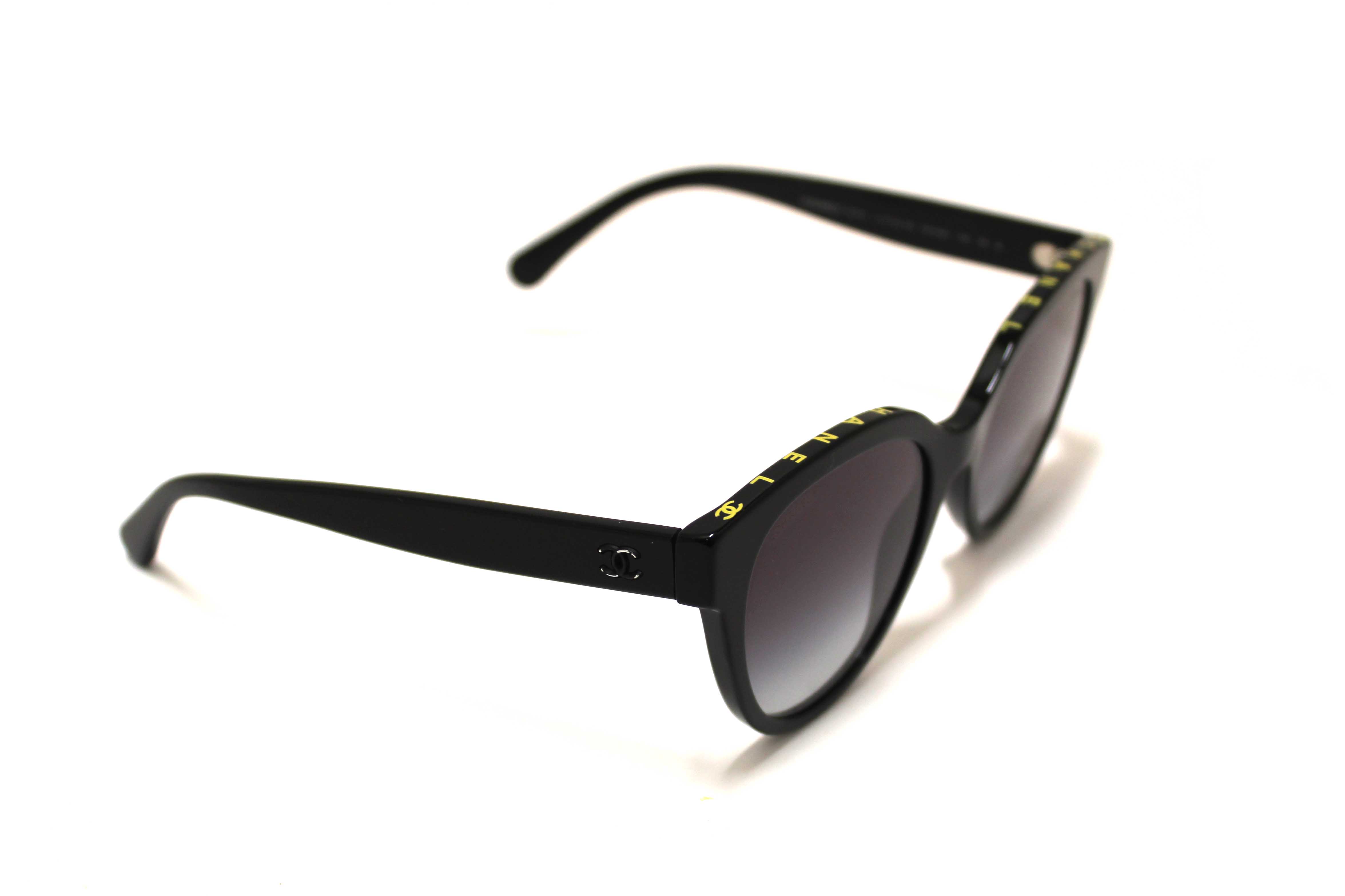 Authentic Chanel Black Acetate CC Butterfly Sunglasses