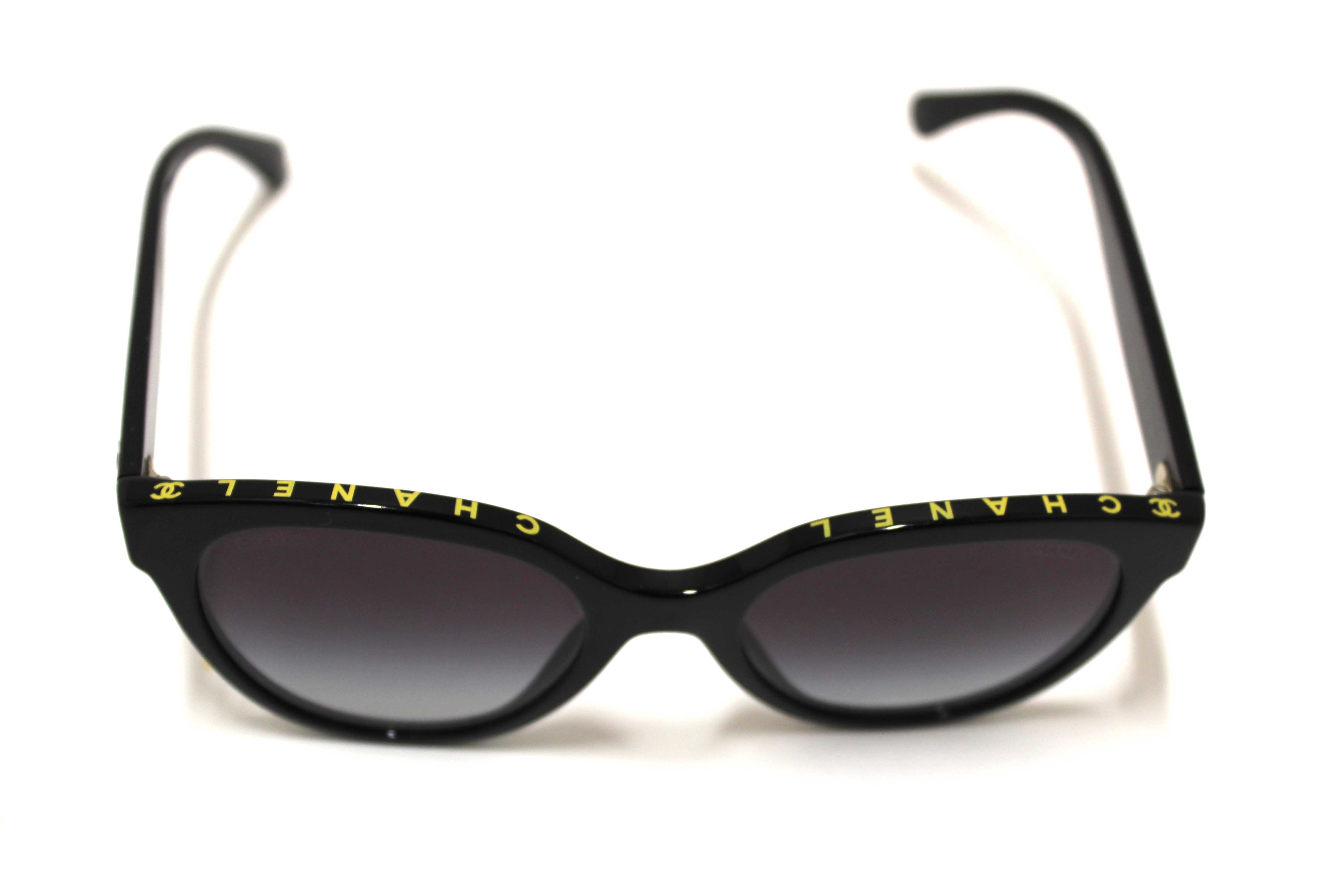 Authentic Chanel Black Acetate CC Butterfly Sunglasses