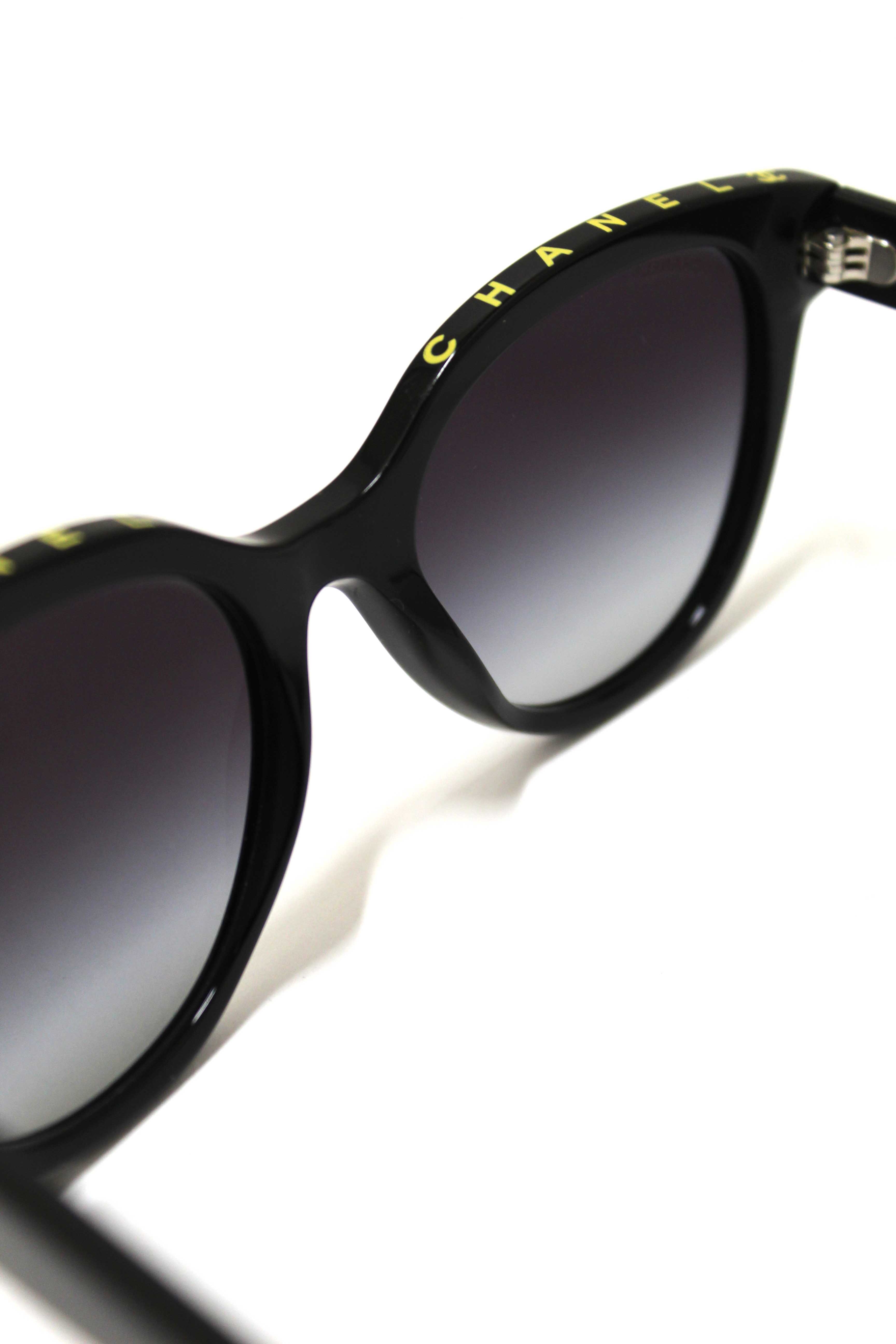 Authentic Chanel Black Acetate CC Butterfly Sunglasses