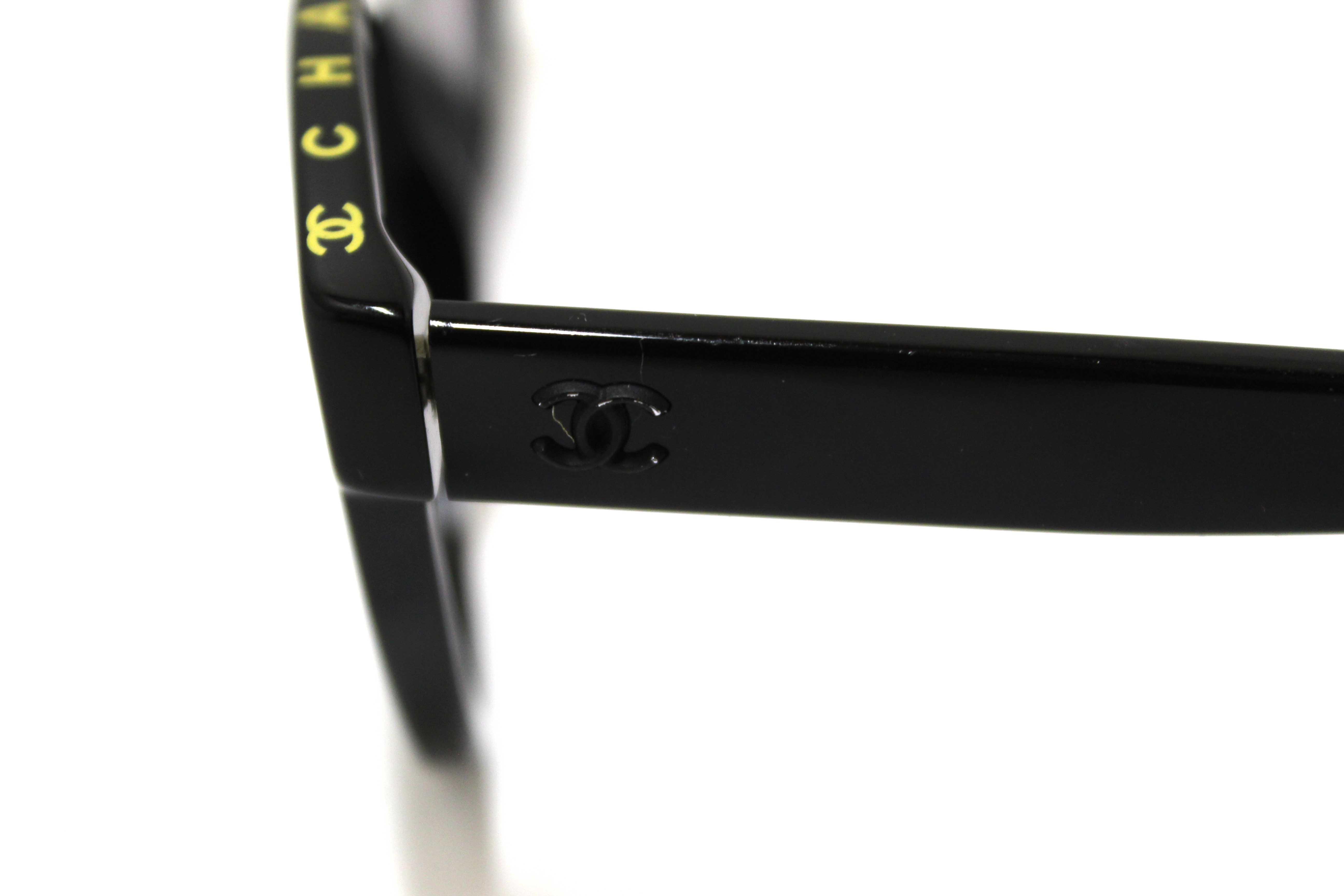 Authentic Chanel Black Acetate CC Butterfly Sunglasses
