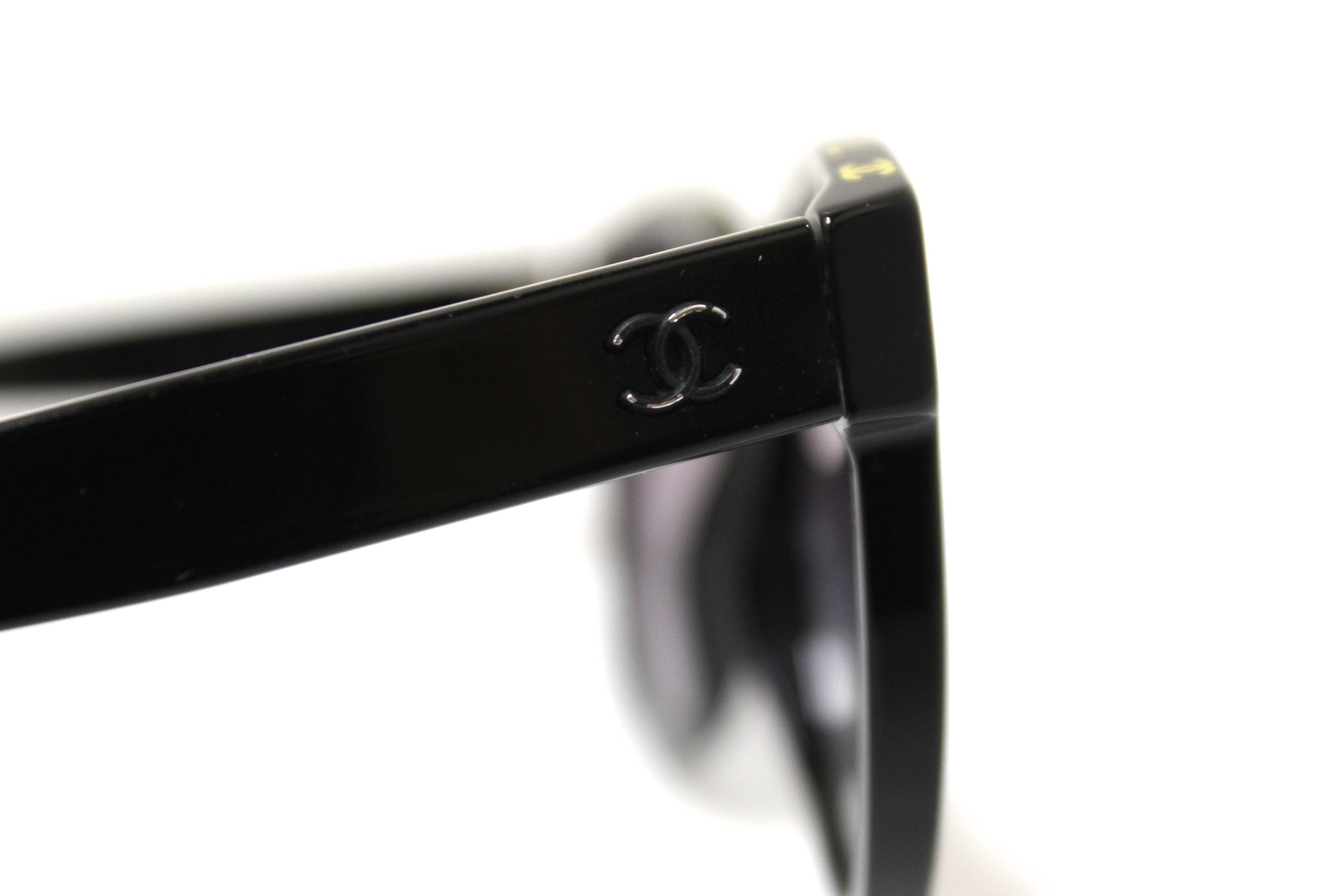 Authentic Chanel Black Acetate CC Butterfly Sunglasses