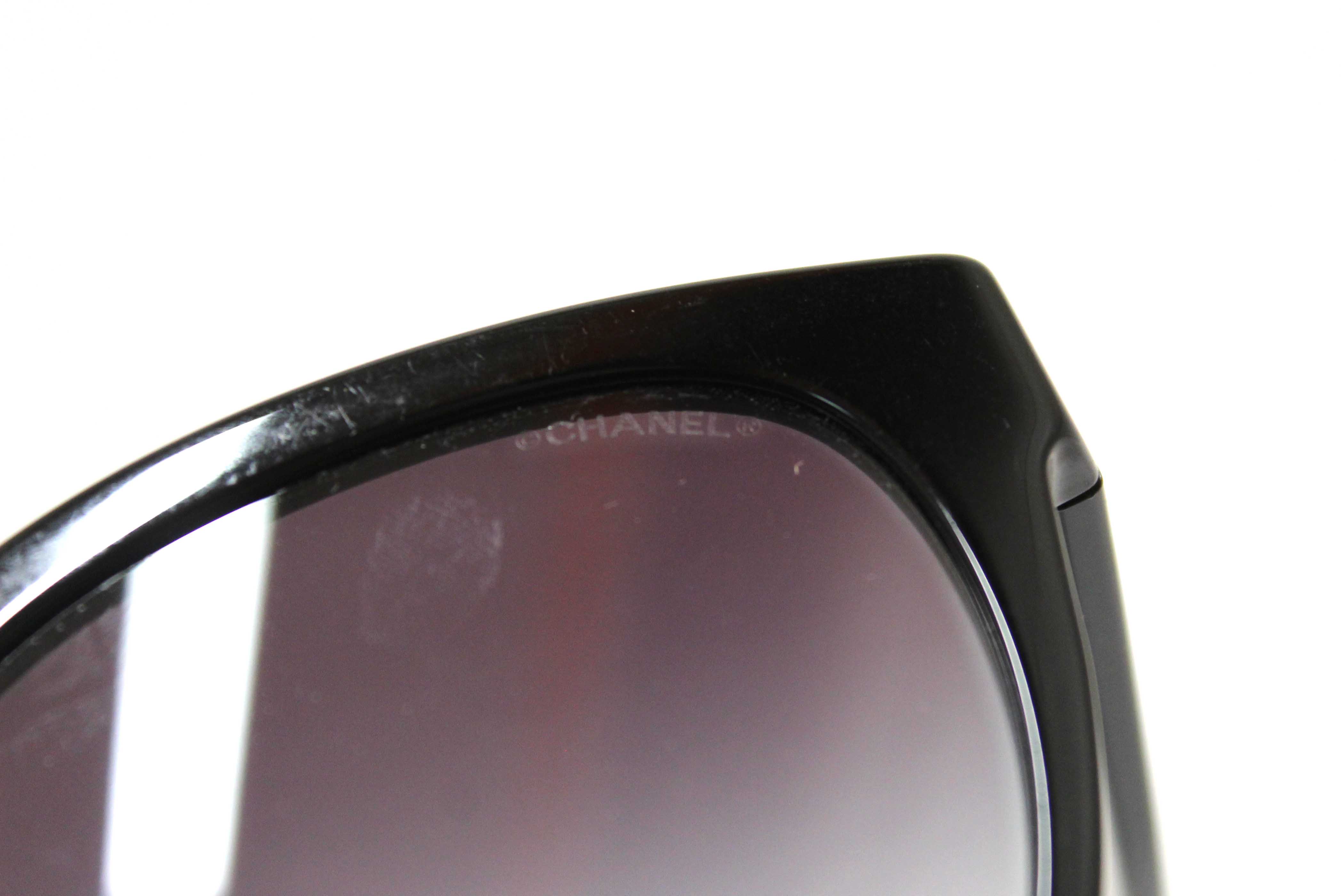 Authentic Chanel Black Acetate CC Butterfly Sunglasses
