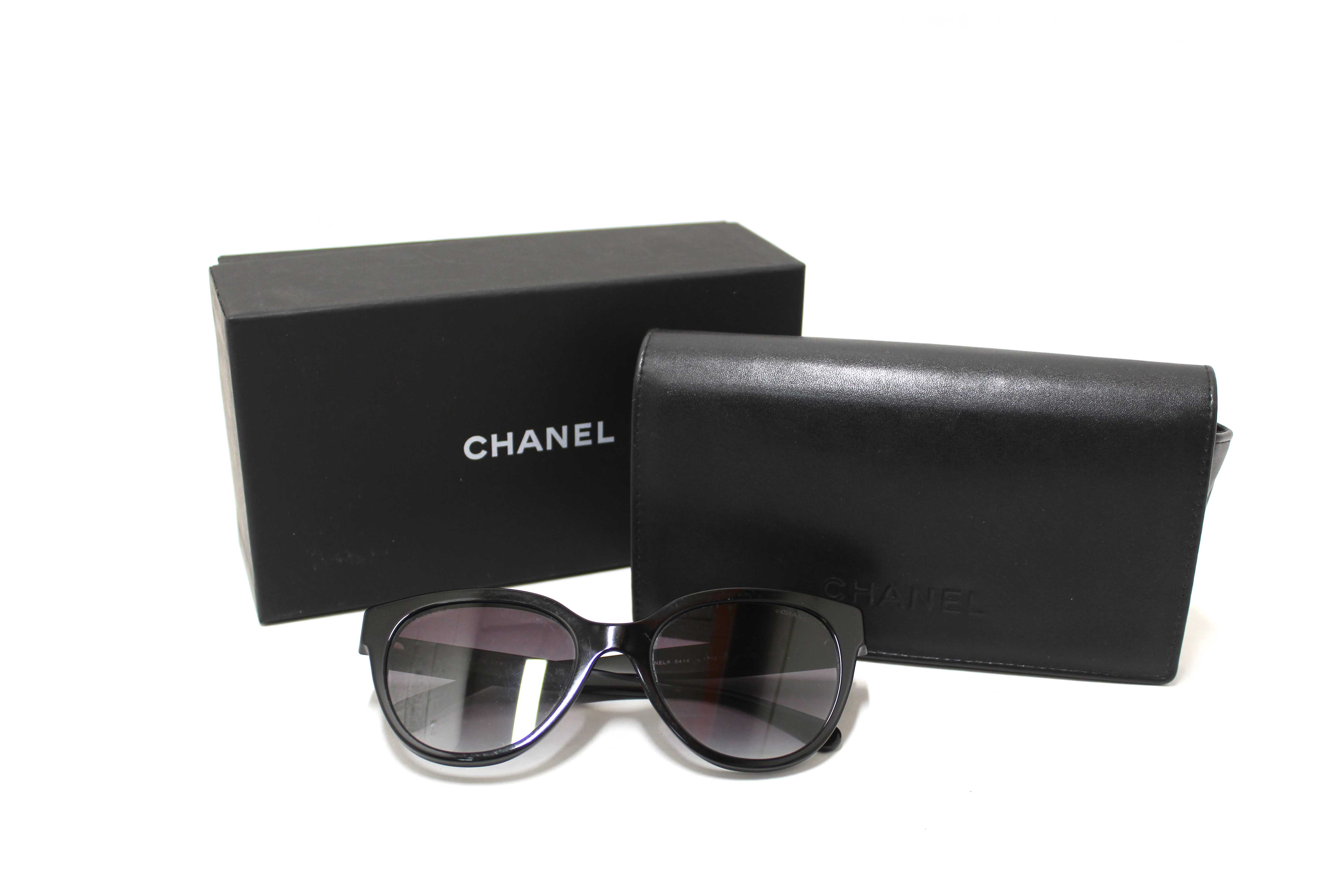 Authentic Chanel Black Acetate CC Butterfly Sunglasses
