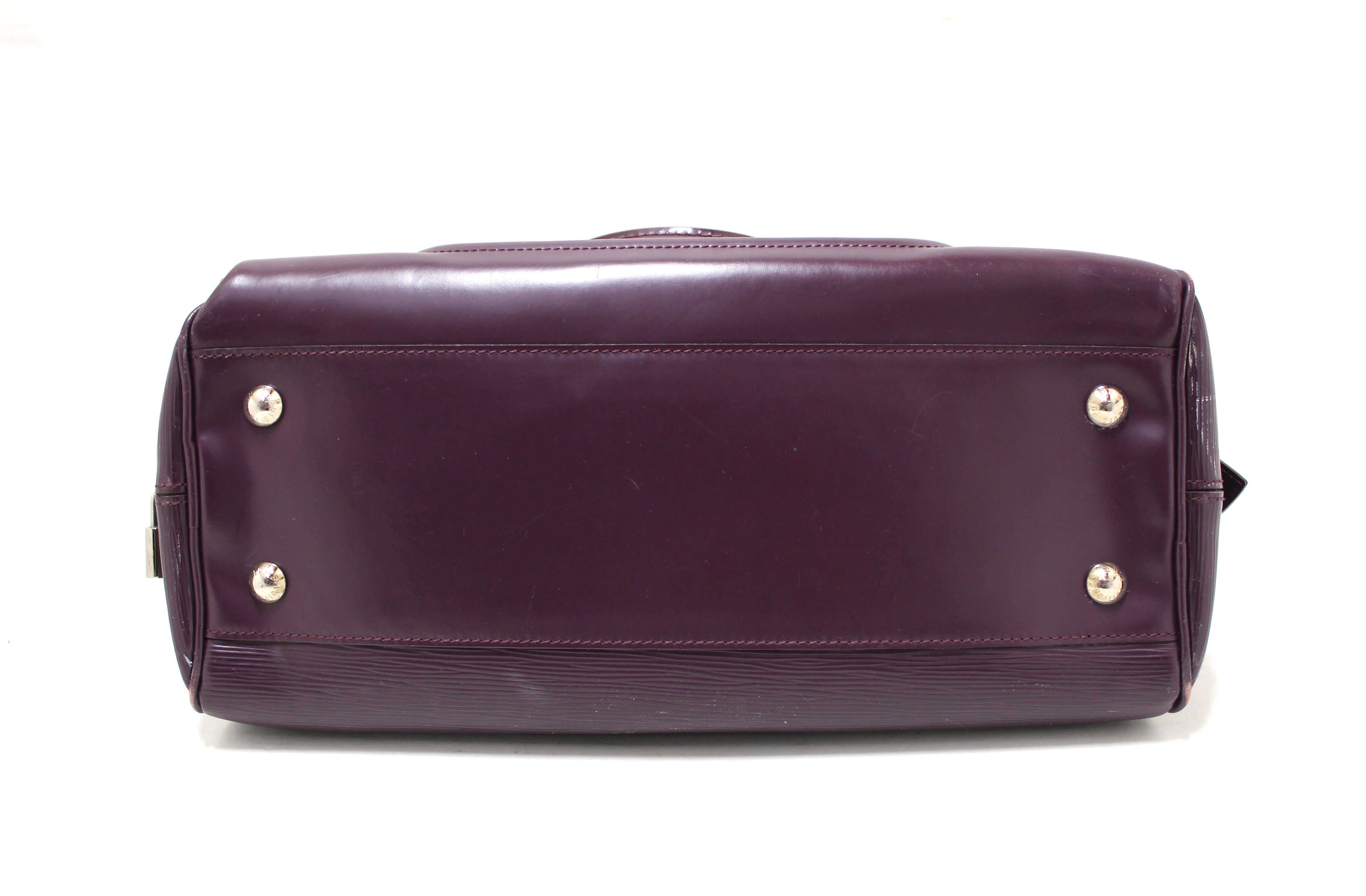 Authentic Louis Vuitton Purple Epi Leather Montaigne GM Bowling Handbag Bag