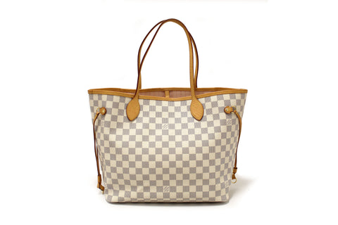 Authentic Louis Vuitton Damier Azur Neverfull MM Tote Shoulder Bag