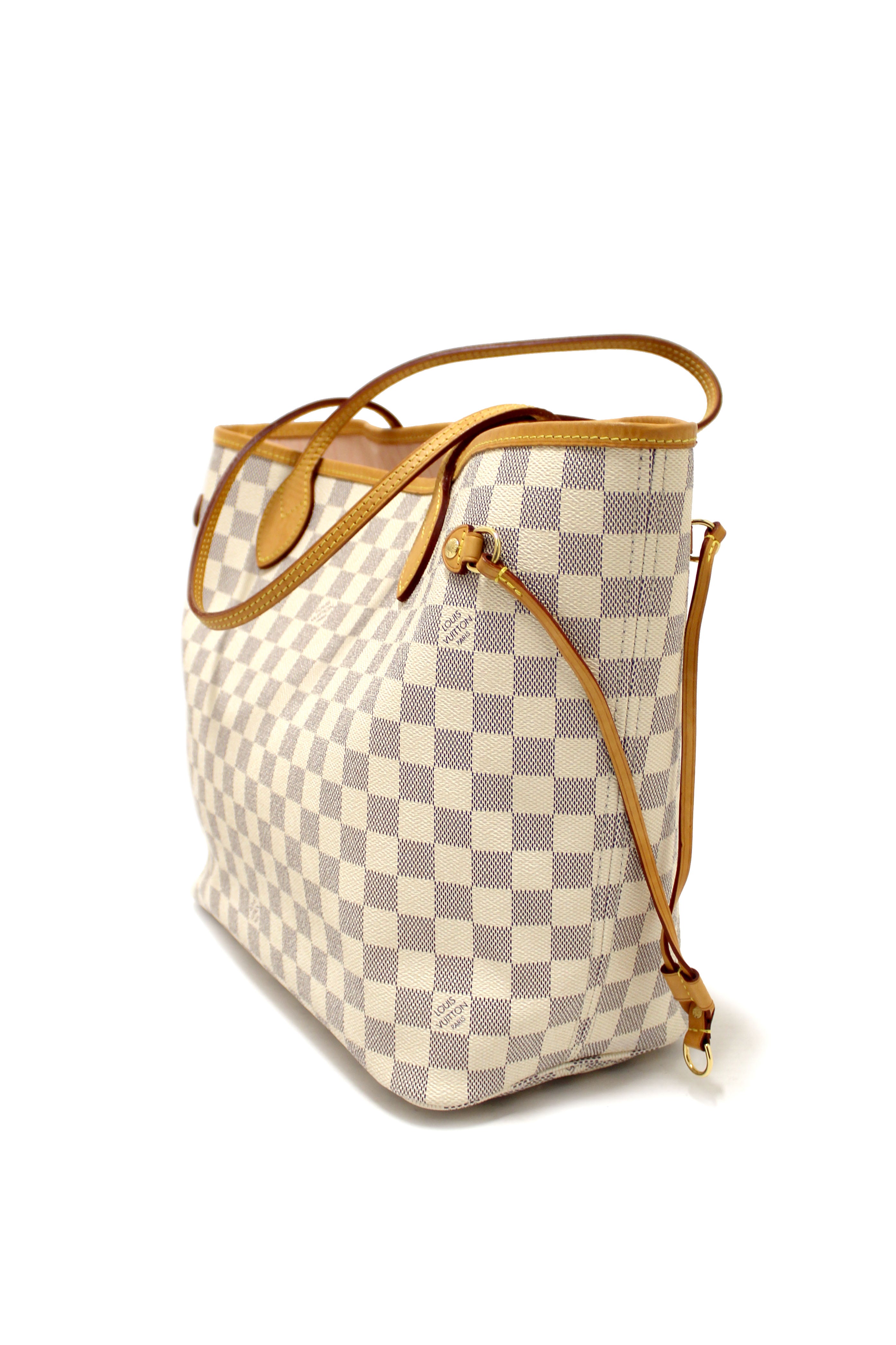 Authentic Louis Vuitton Damier Azur Neverfull MM Tote Shoulder Bag