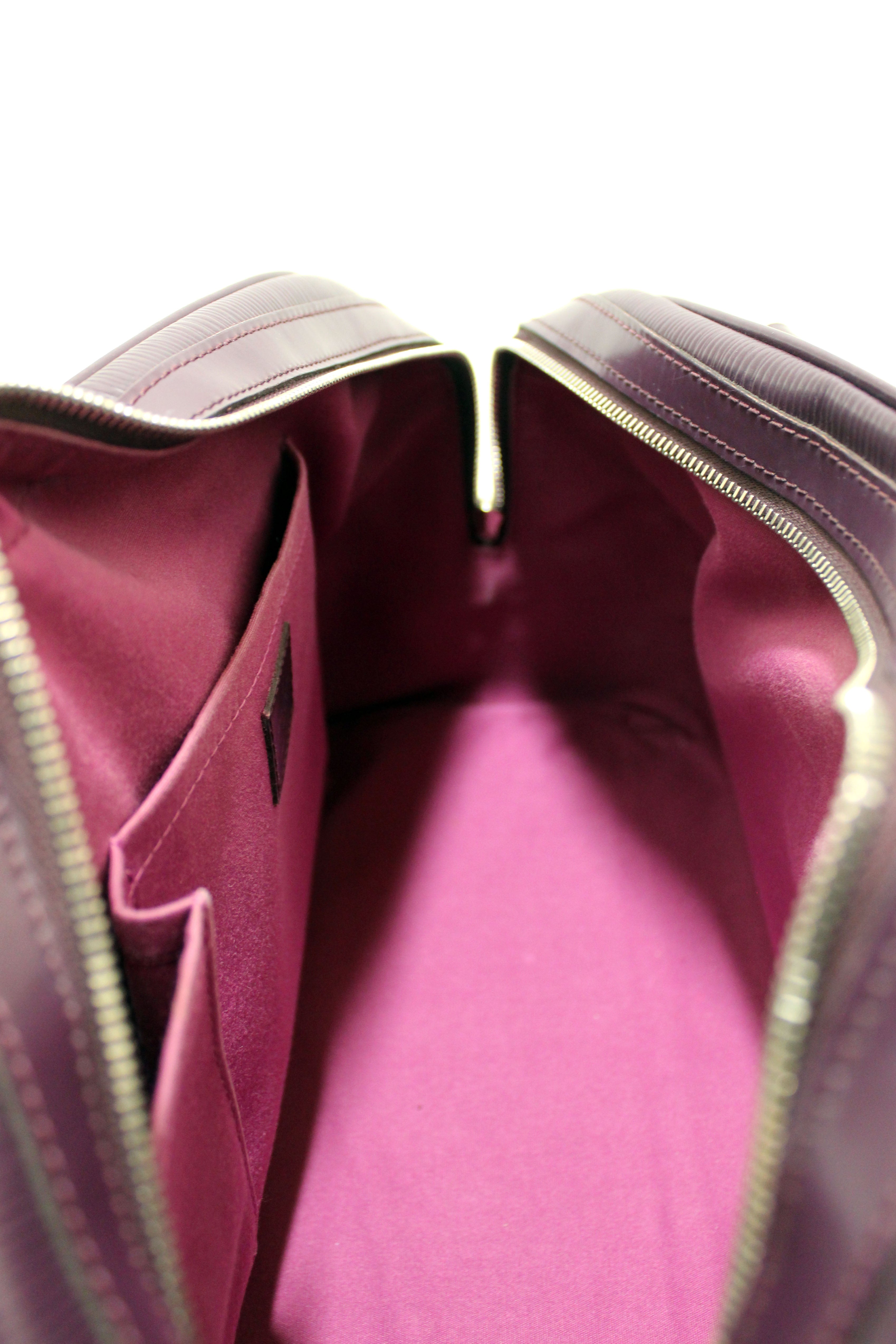 Authentic Louis Vuitton Purple Epi Leather Montaigne GM Bowling Handbag Bag
