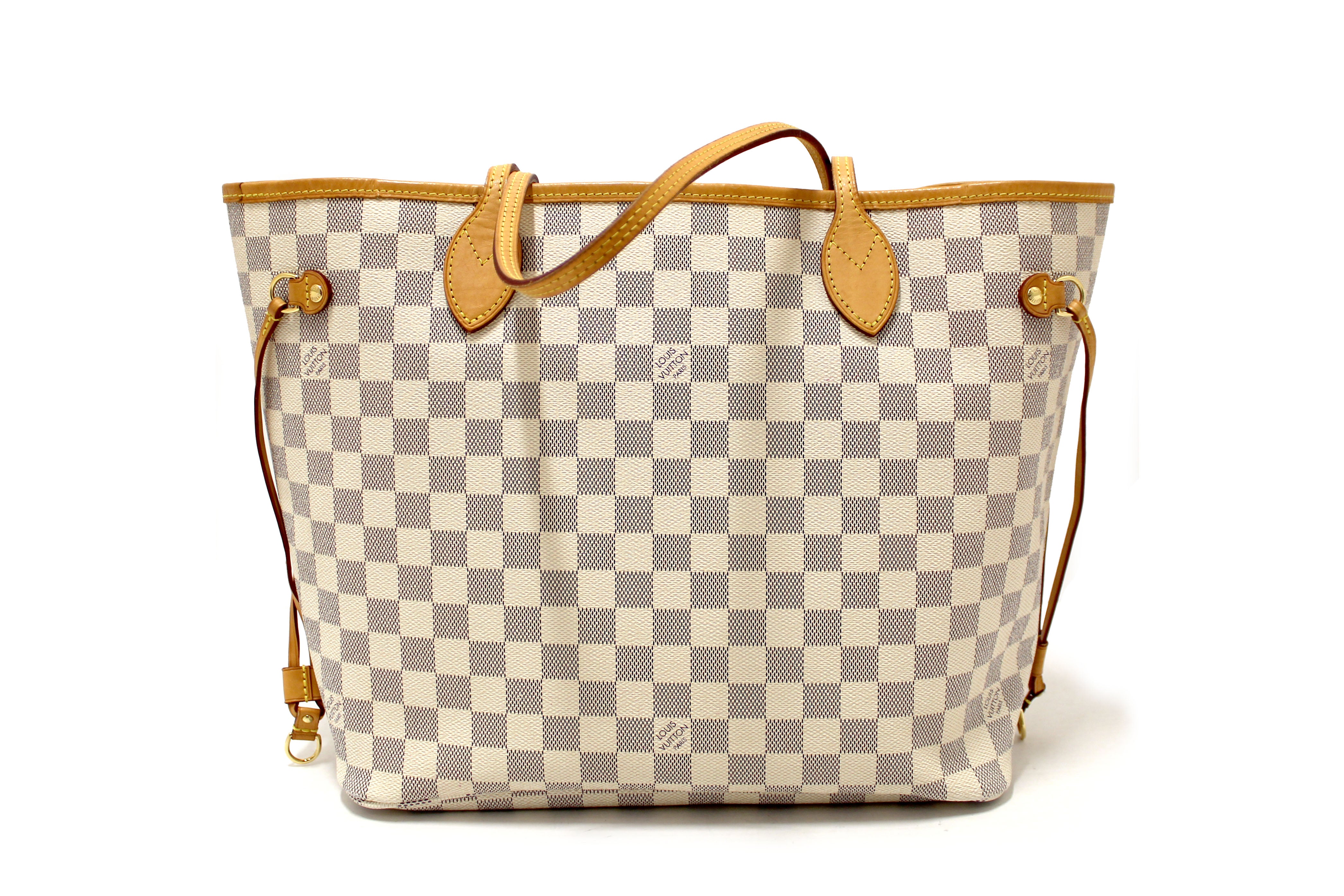 Authentic Louis Vuitton Damier Azur Neverfull MM Tote Shoulder Bag