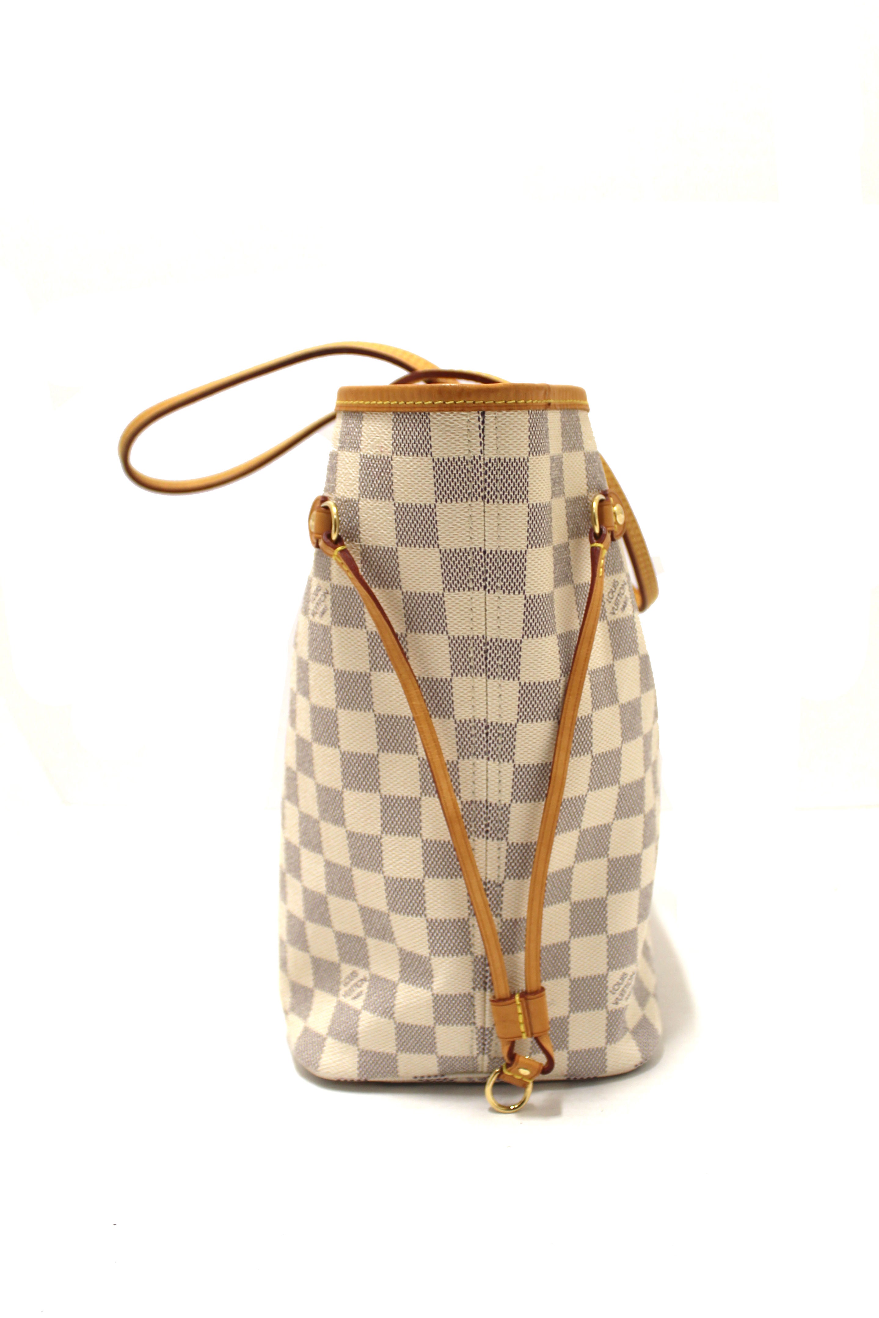 Authentic Louis Vuitton Damier Azur Neverfull MM Tote Shoulder Bag