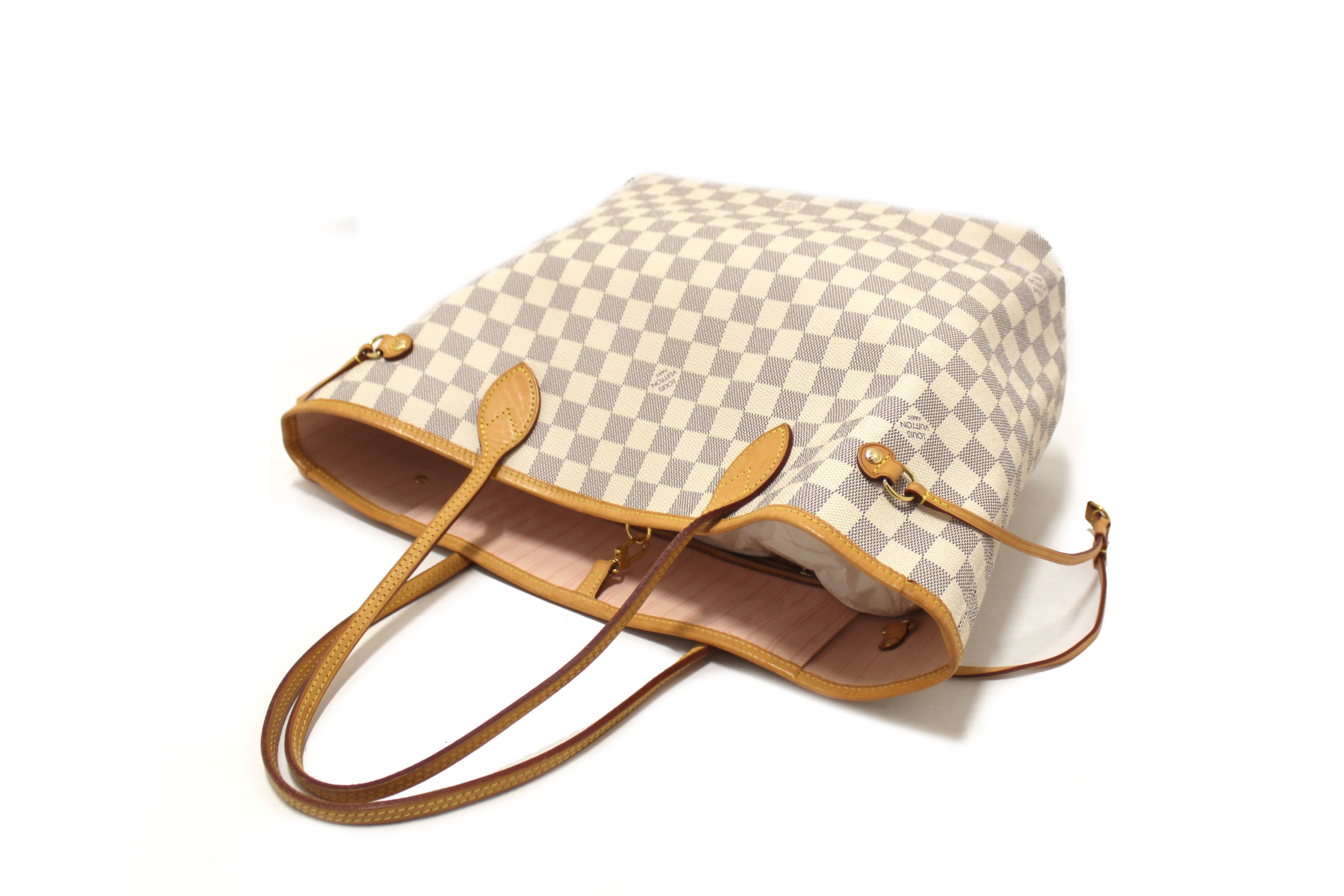 Authentic Louis Vuitton Damier Azur Neverfull MM Tote Shoulder Bag