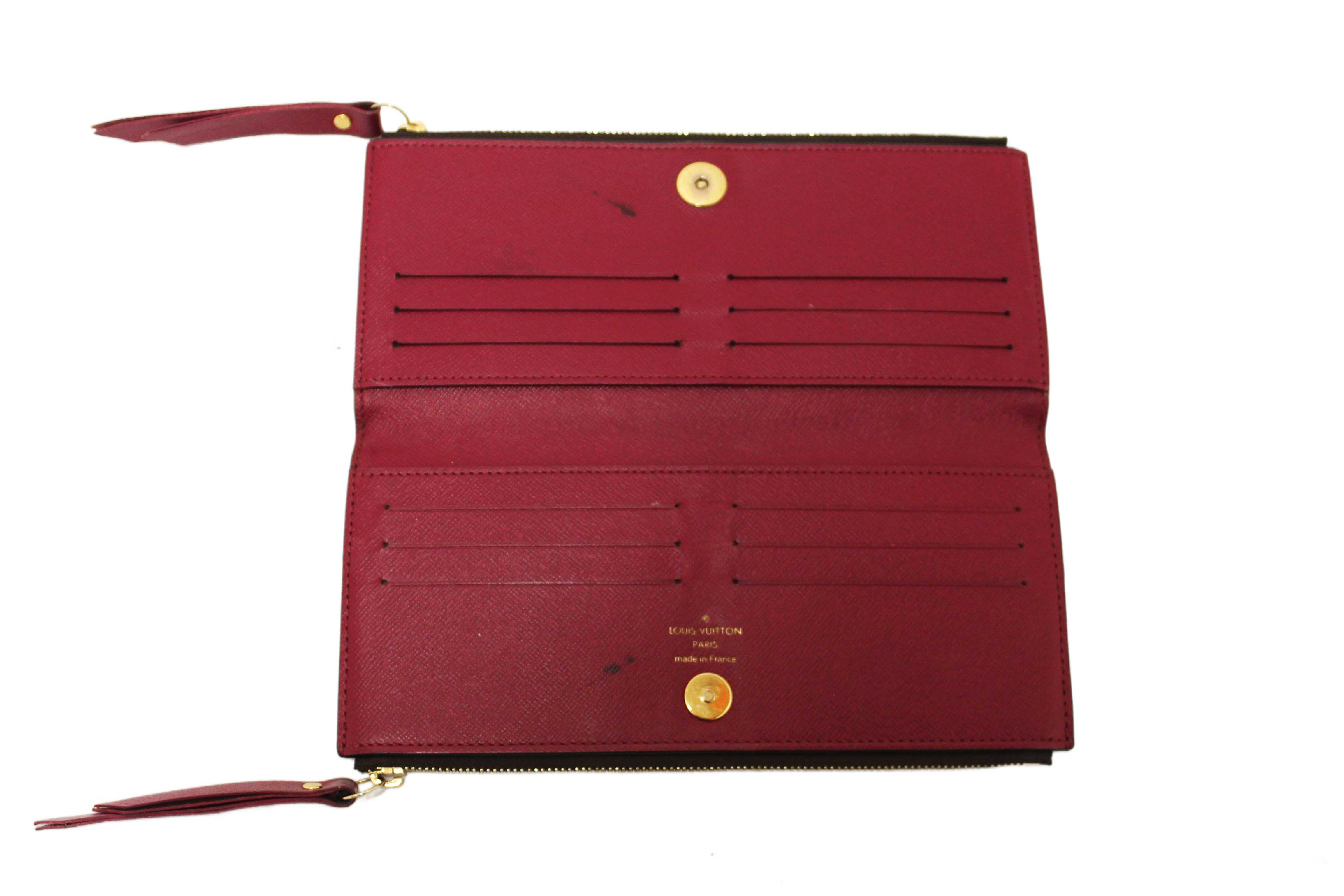 Authentic Louis Vuitton Classic Monogram Canvas with Fuchsia Leather Adele Wallet