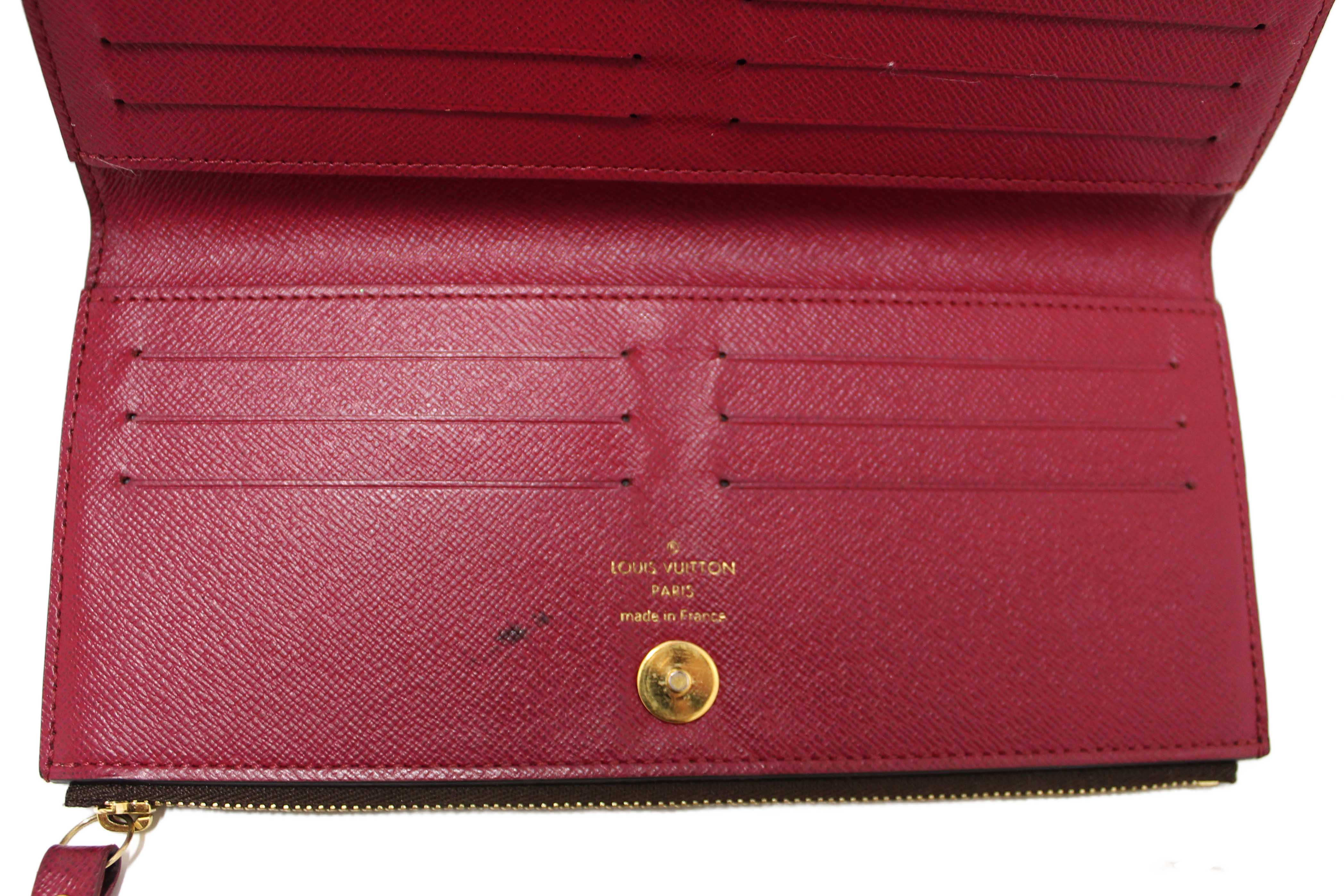 Authentic Louis Vuitton Classic Monogram Canvas with Fuchsia Leather Adele Wallet