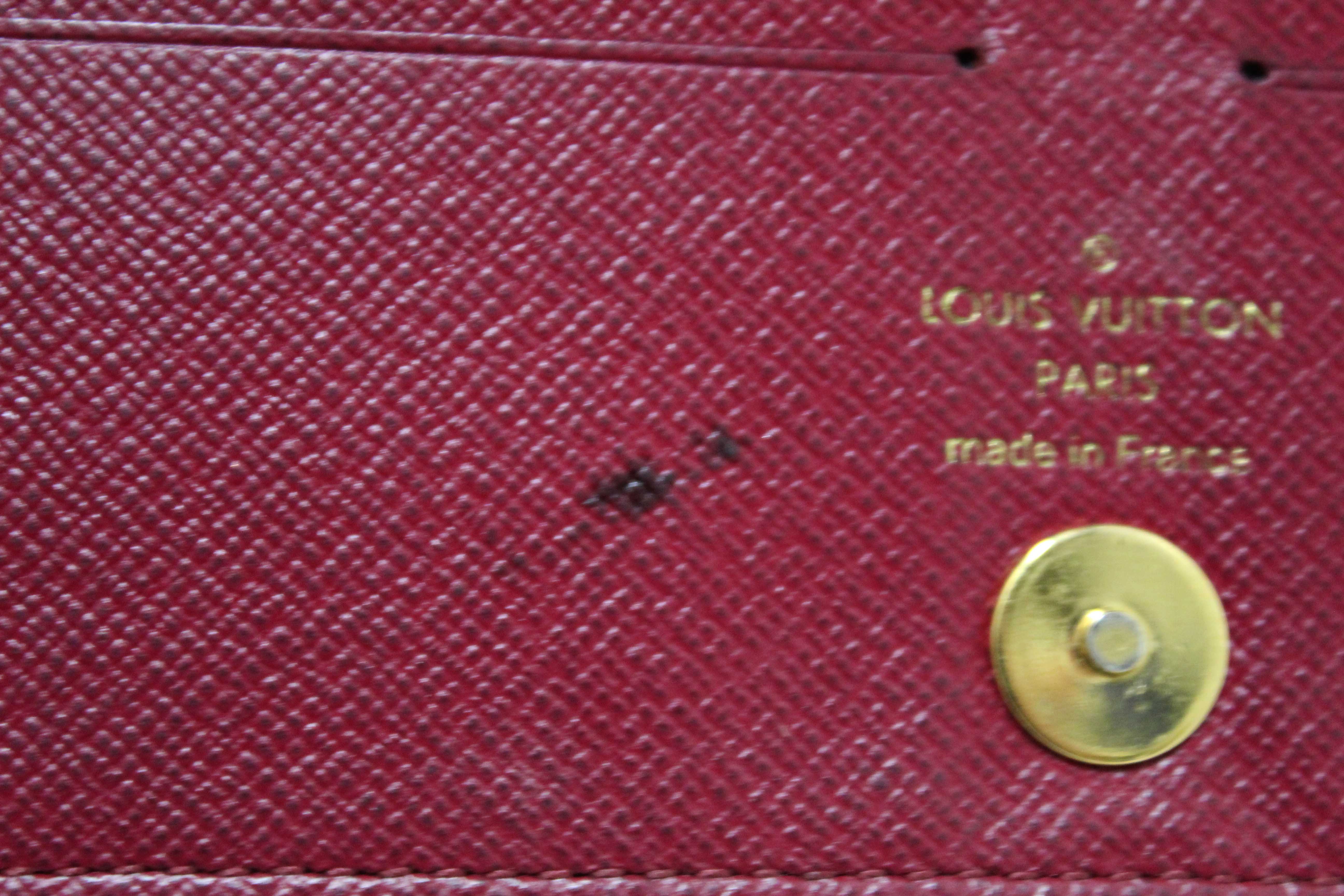 Authentic Louis Vuitton Classic Monogram Canvas with Fuchsia Leather Adele Wallet