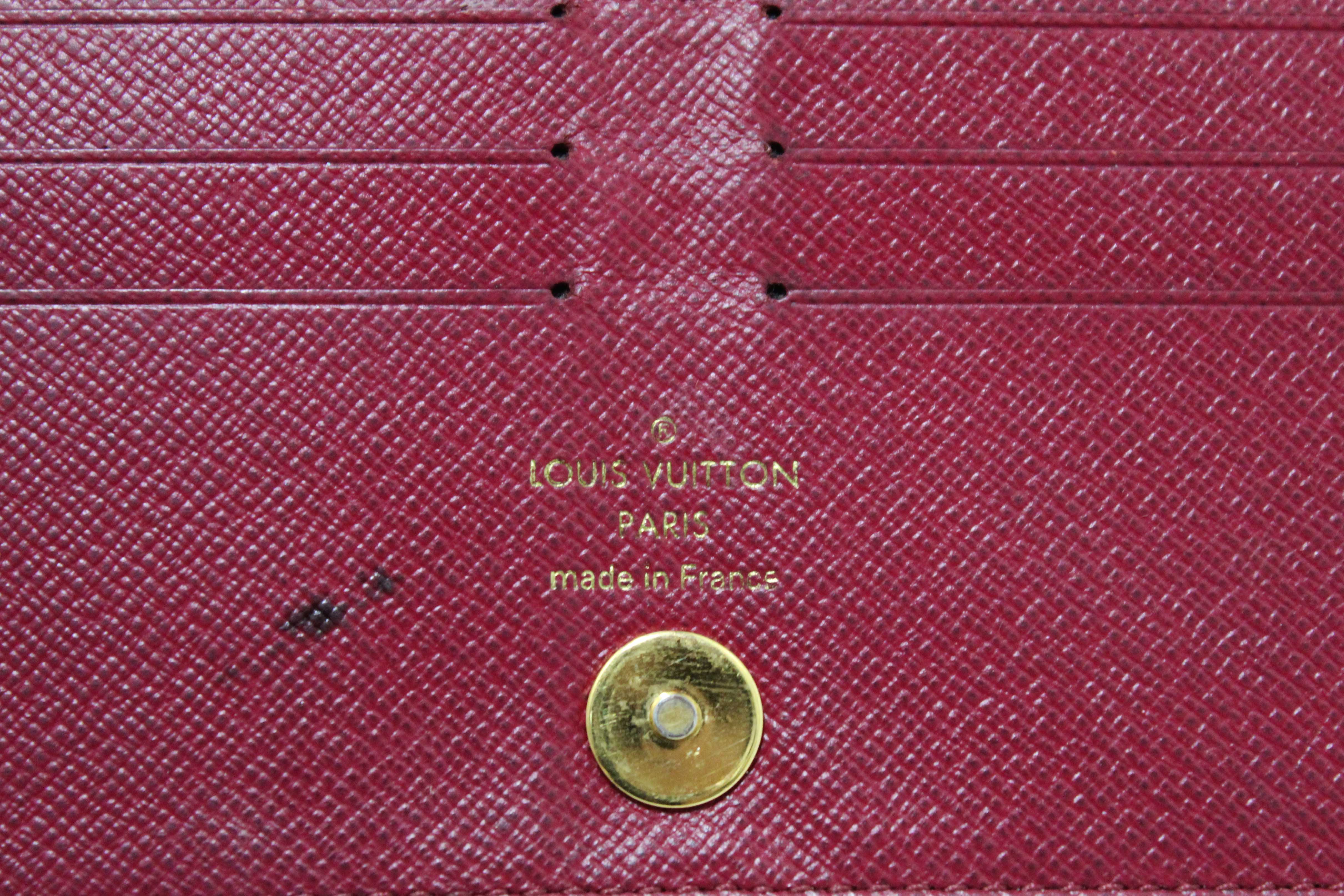 Authentic Louis Vuitton Classic Monogram Canvas with Fuchsia Leather Adele Wallet