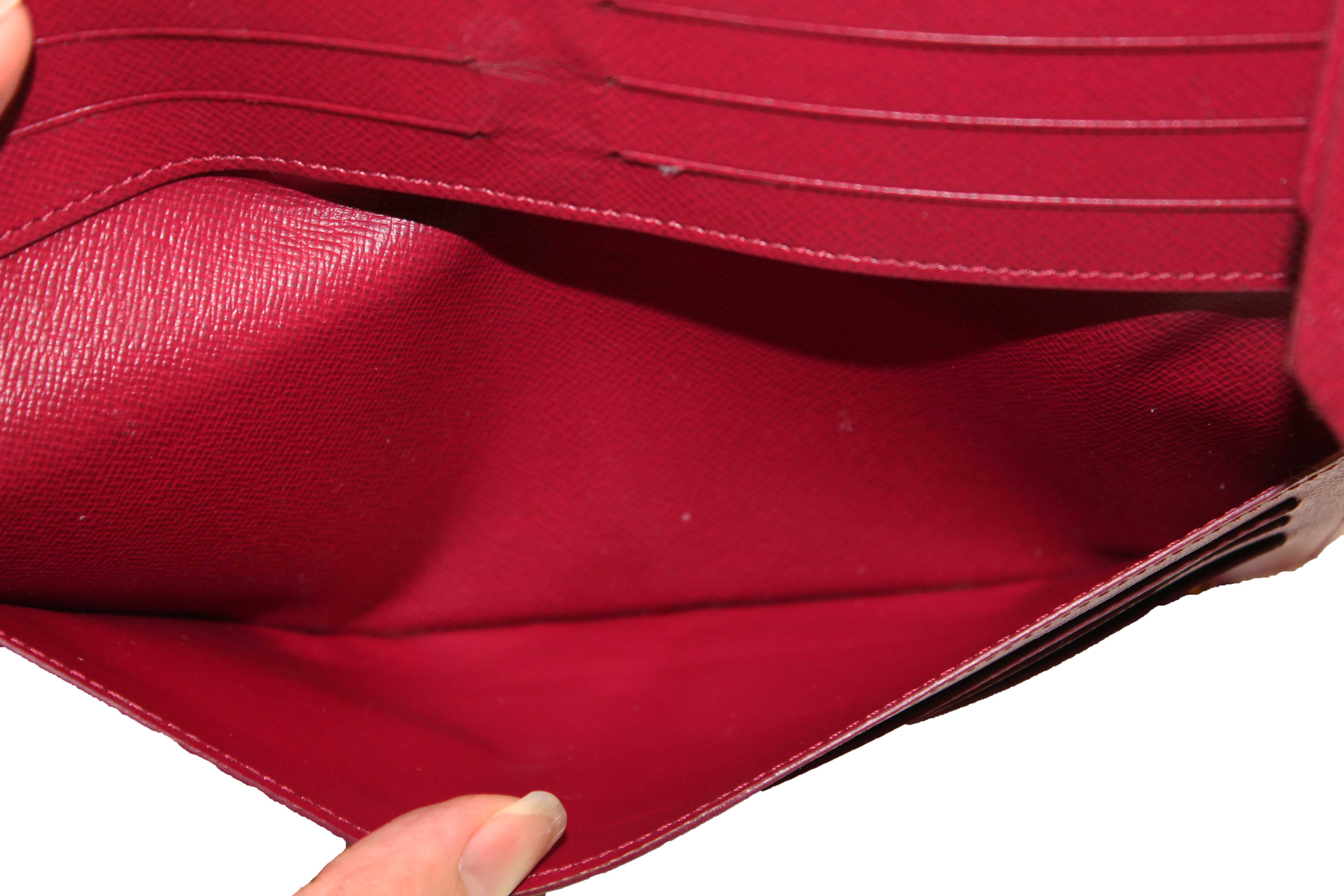 Authentic Louis Vuitton Classic Monogram Canvas with Fuchsia Leather Adele Wallet