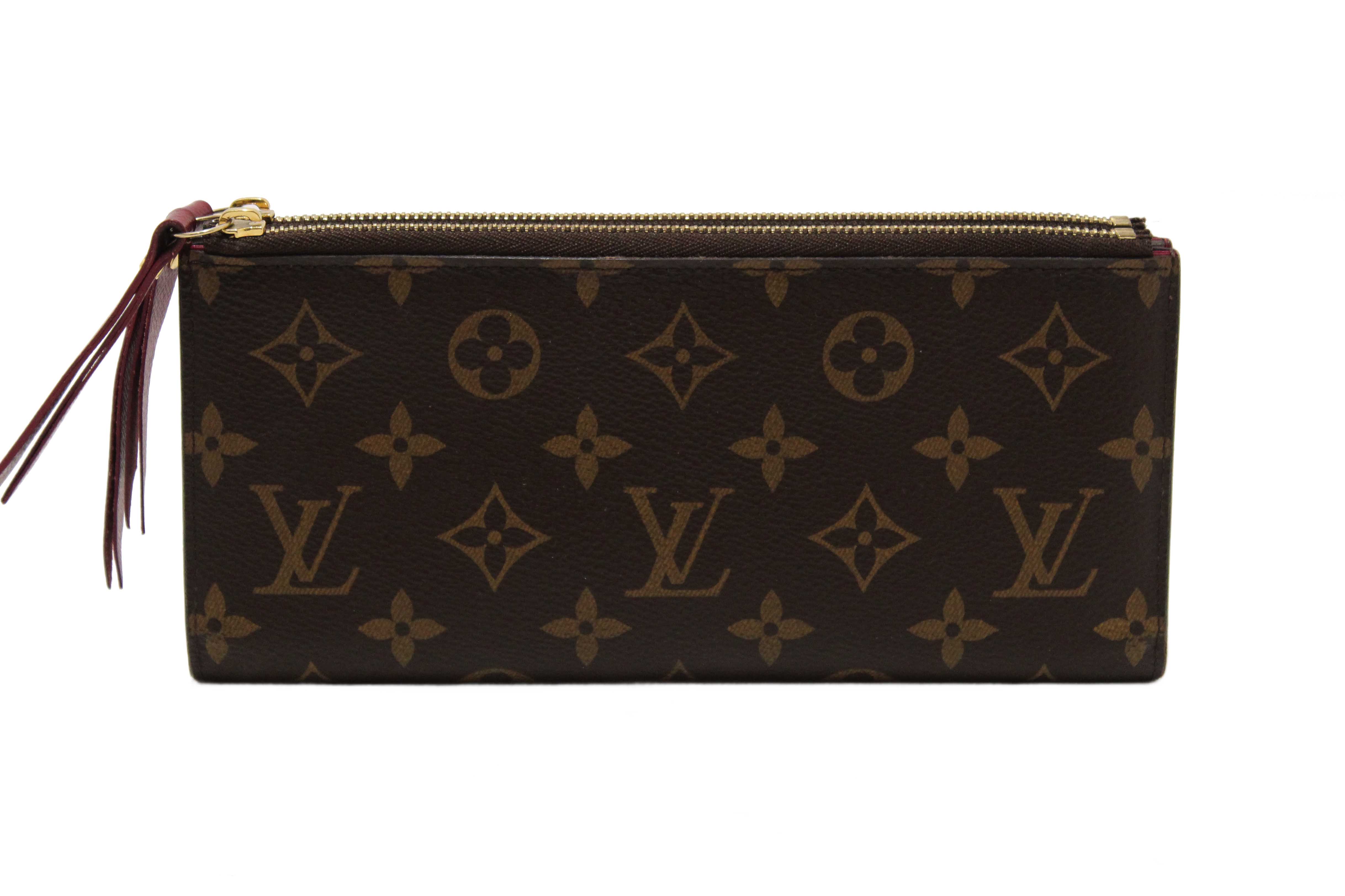 Authentic Louis Vuitton Classic Monogram Canvas with Fuchsia Leather Adele Wallet
