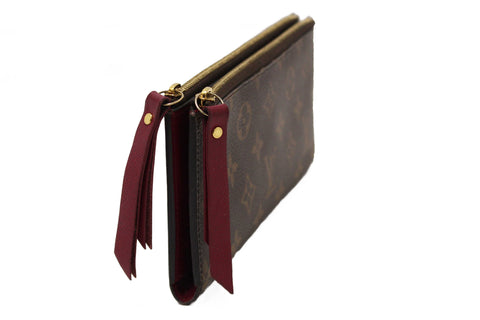 Authentic Louis Vuitton Classic Monogram Canvas with Fuchsia Leather Adele Wallet