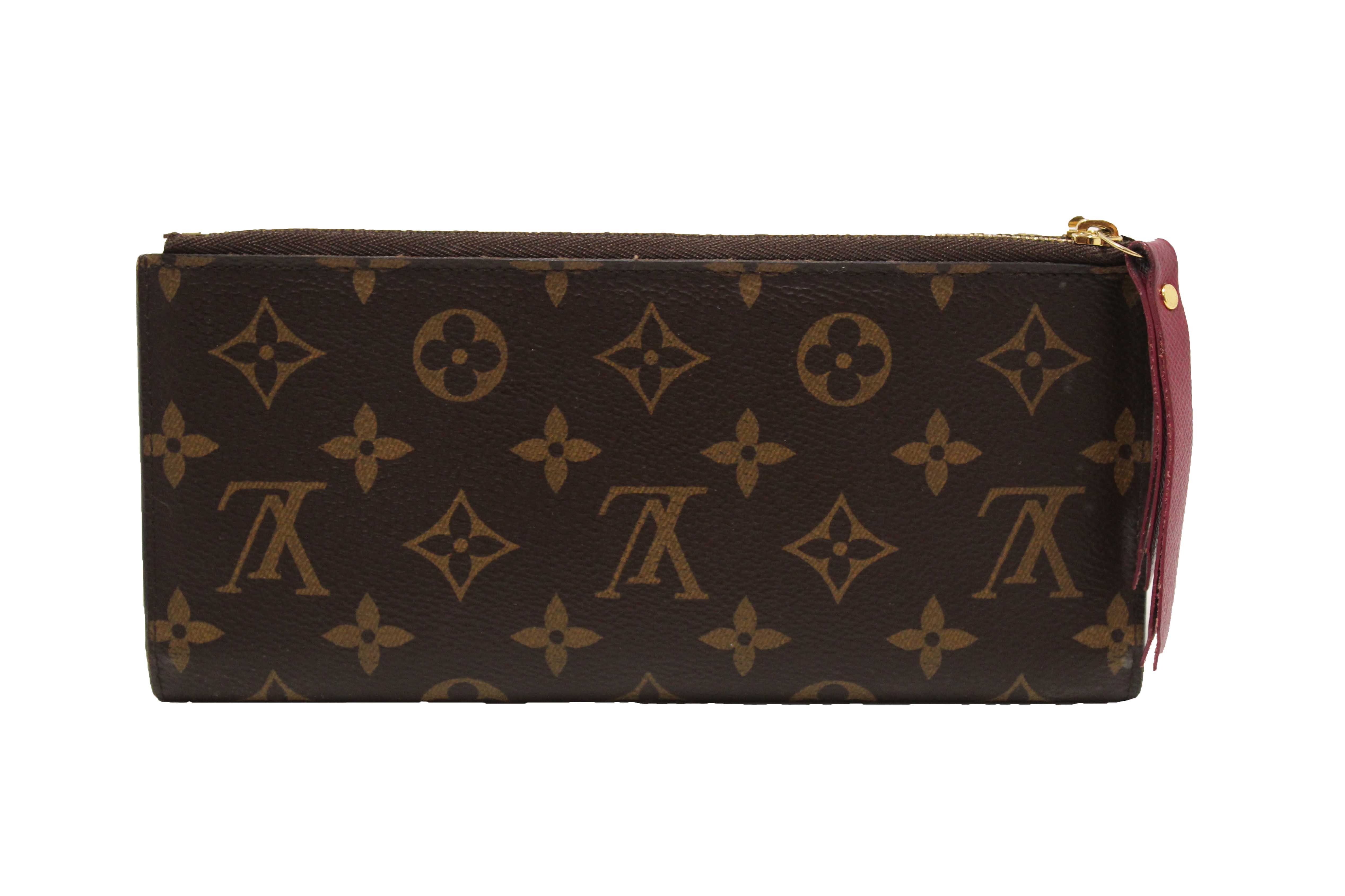 Authentic Louis Vuitton Classic Monogram Canvas with Fuchsia Leather Adele Wallet