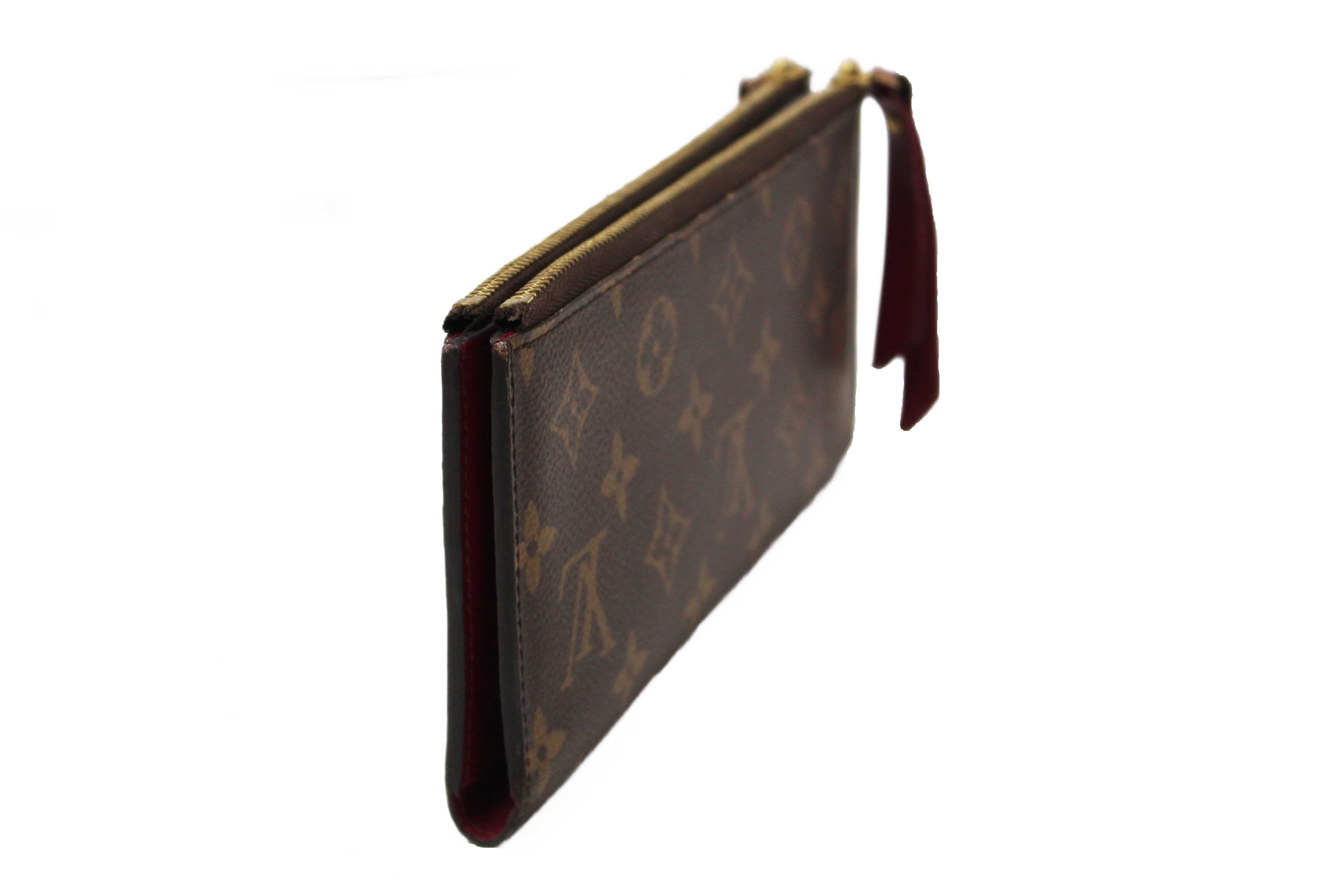 Authentic Louis Vuitton Classic Monogram Canvas with Fuchsia Leather Adele Wallet