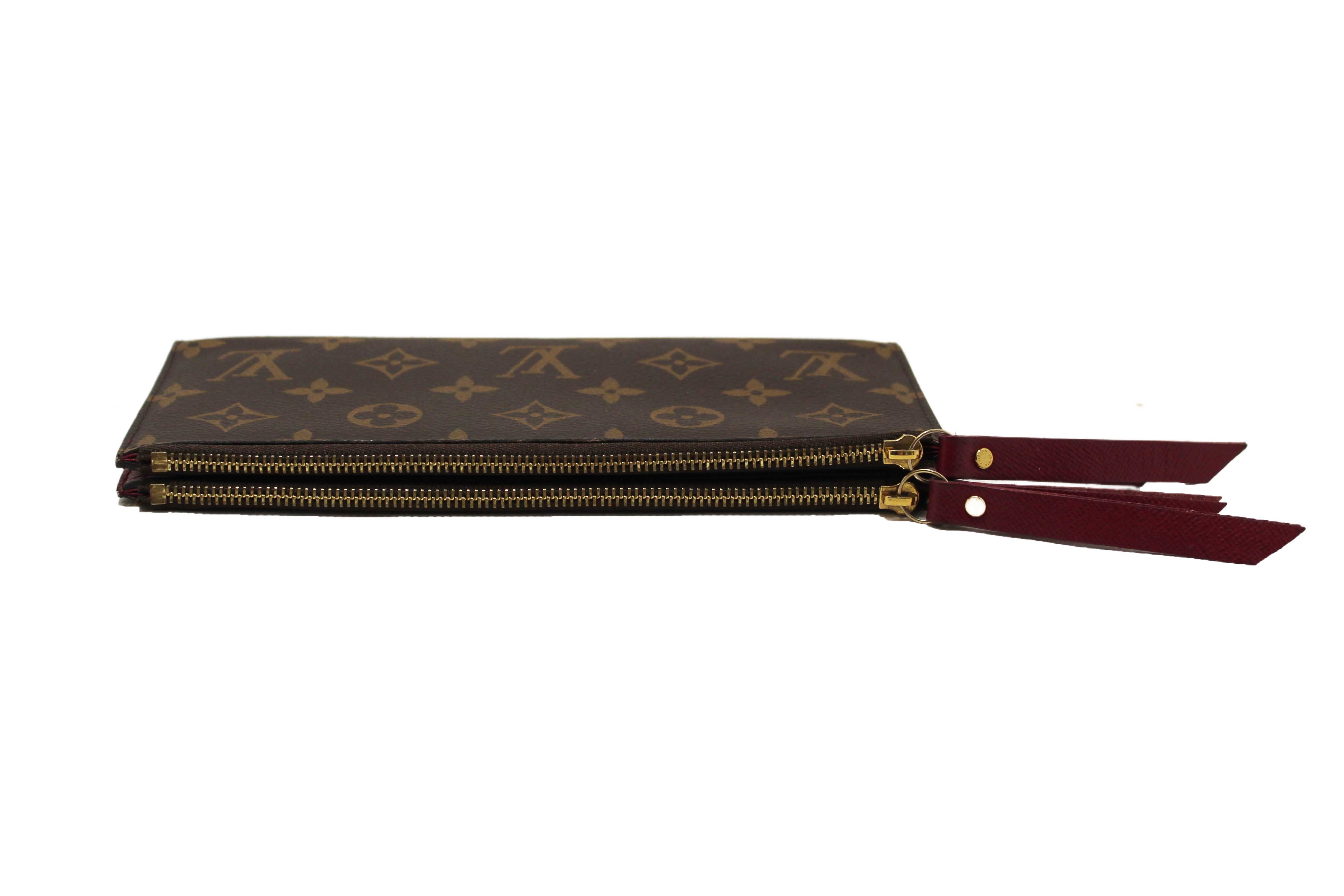 Authentic Louis Vuitton Classic Monogram Canvas with Fuchsia Leather Adele Wallet
