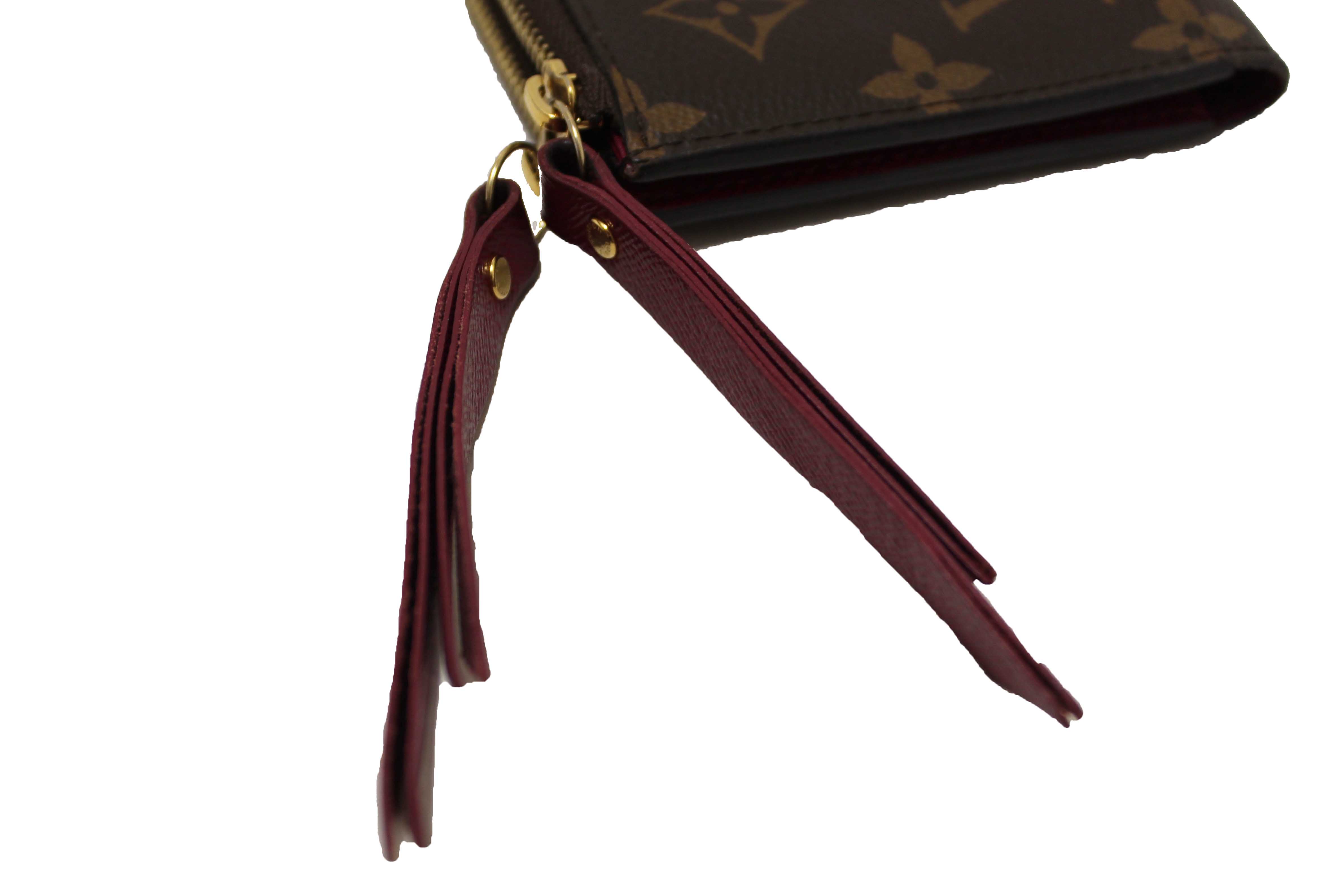 Authentic Louis Vuitton Classic Monogram Canvas with Fuchsia Leather Adele Wallet