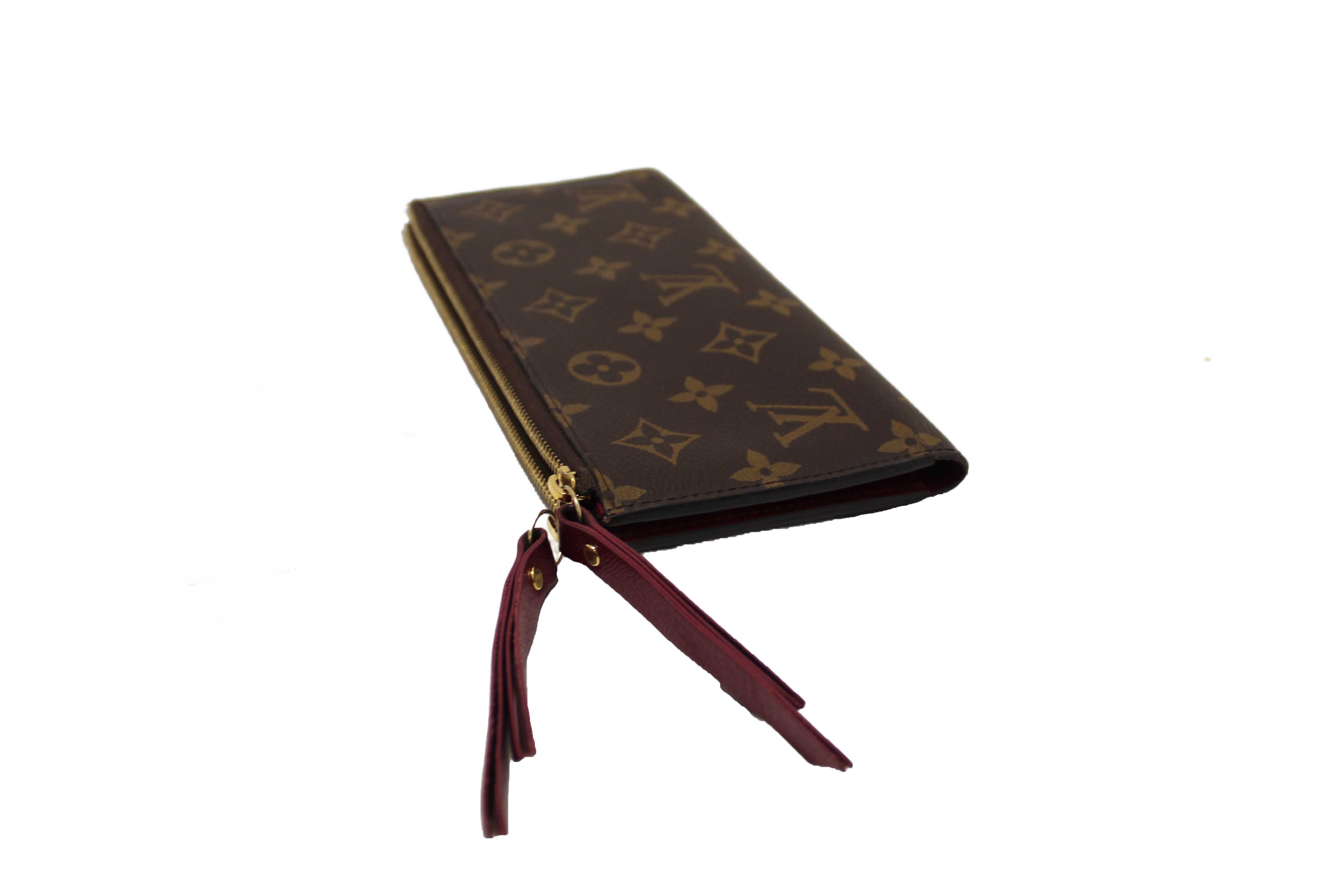 Authentic Louis Vuitton Classic Monogram Canvas with Fuchsia Leather Adele Wallet