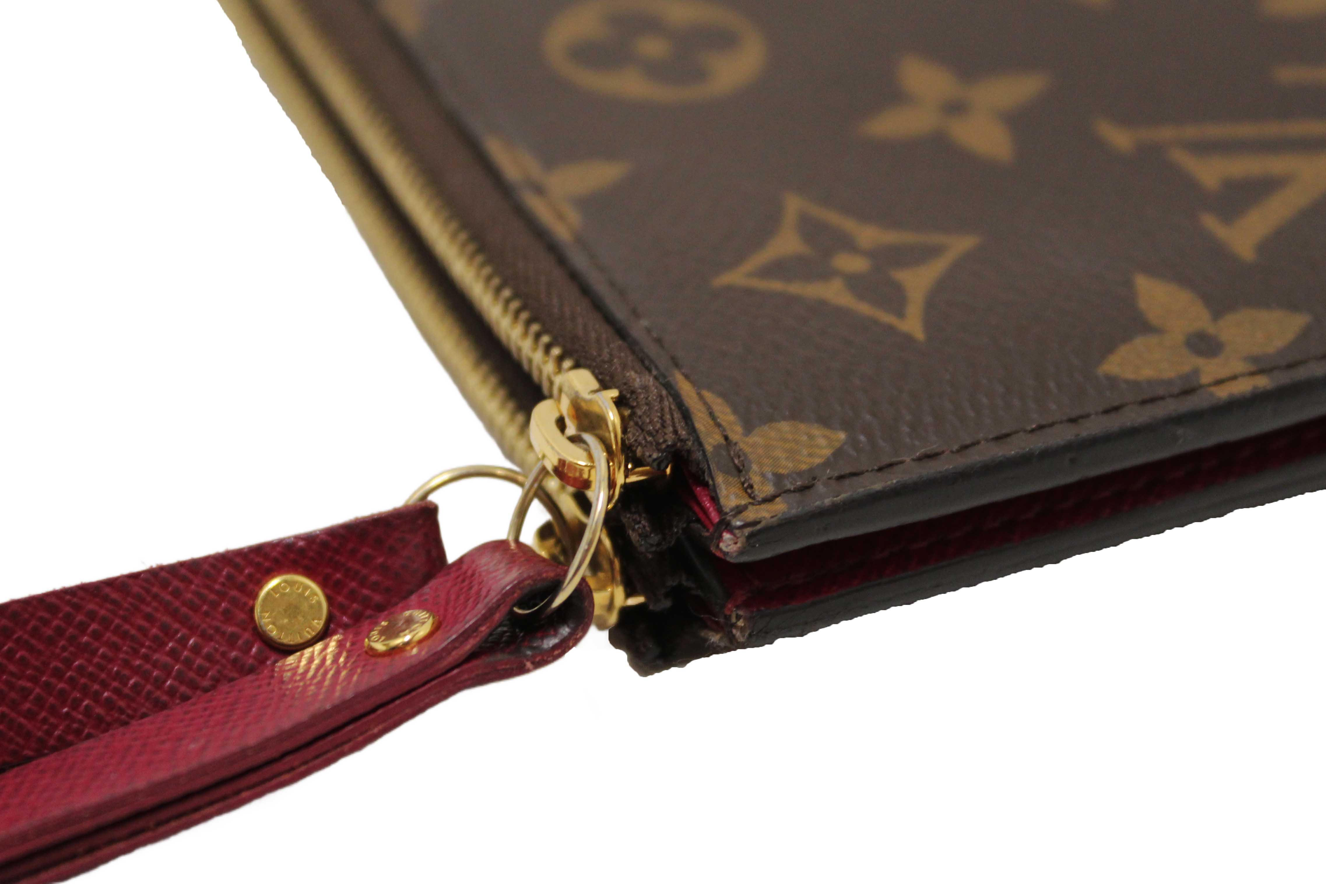 Authentic Louis Vuitton Classic Monogram Canvas with Fuchsia Leather Adele Wallet