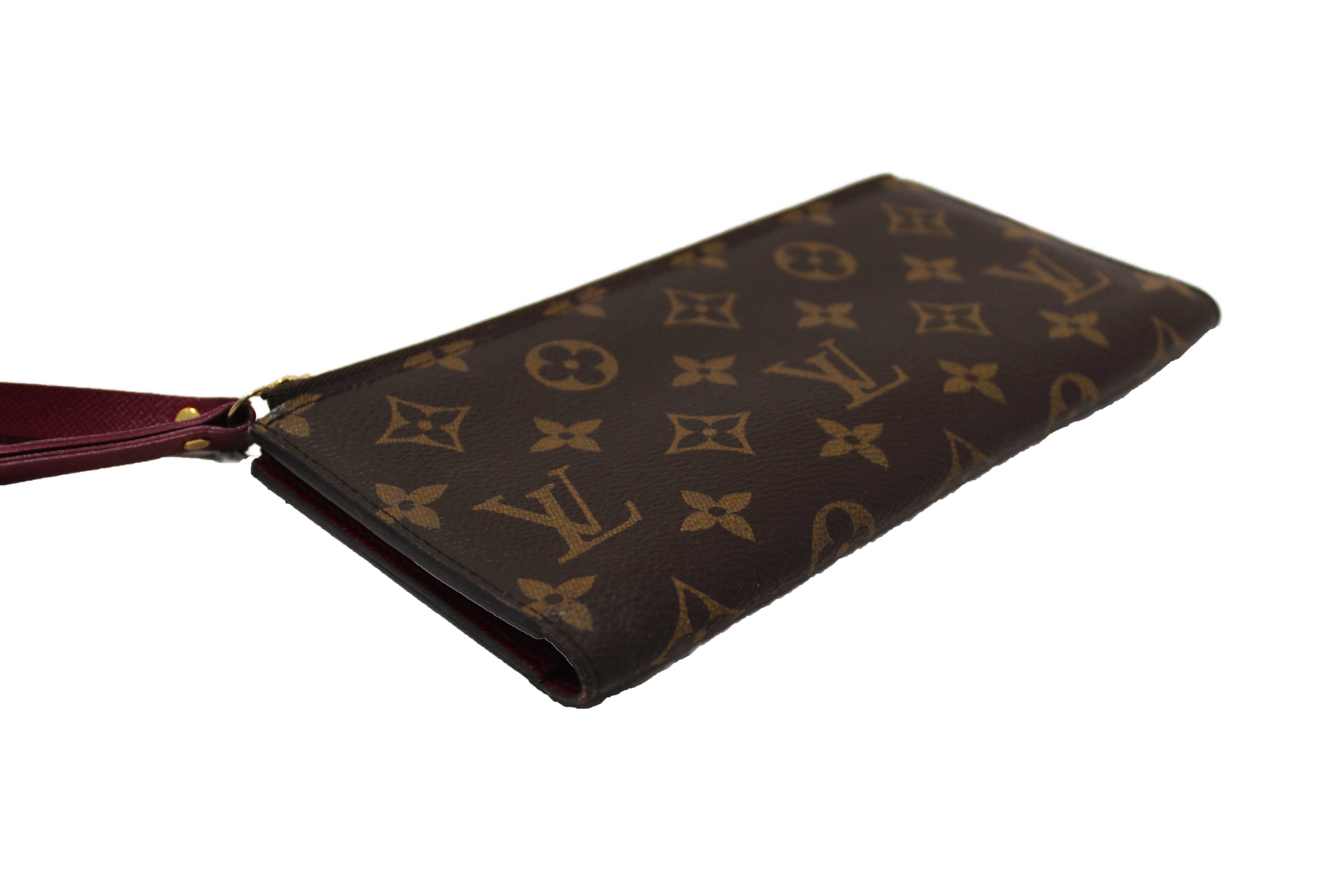 Authentic Louis Vuitton Classic Monogram Canvas with Fuchsia Leather Adele Wallet