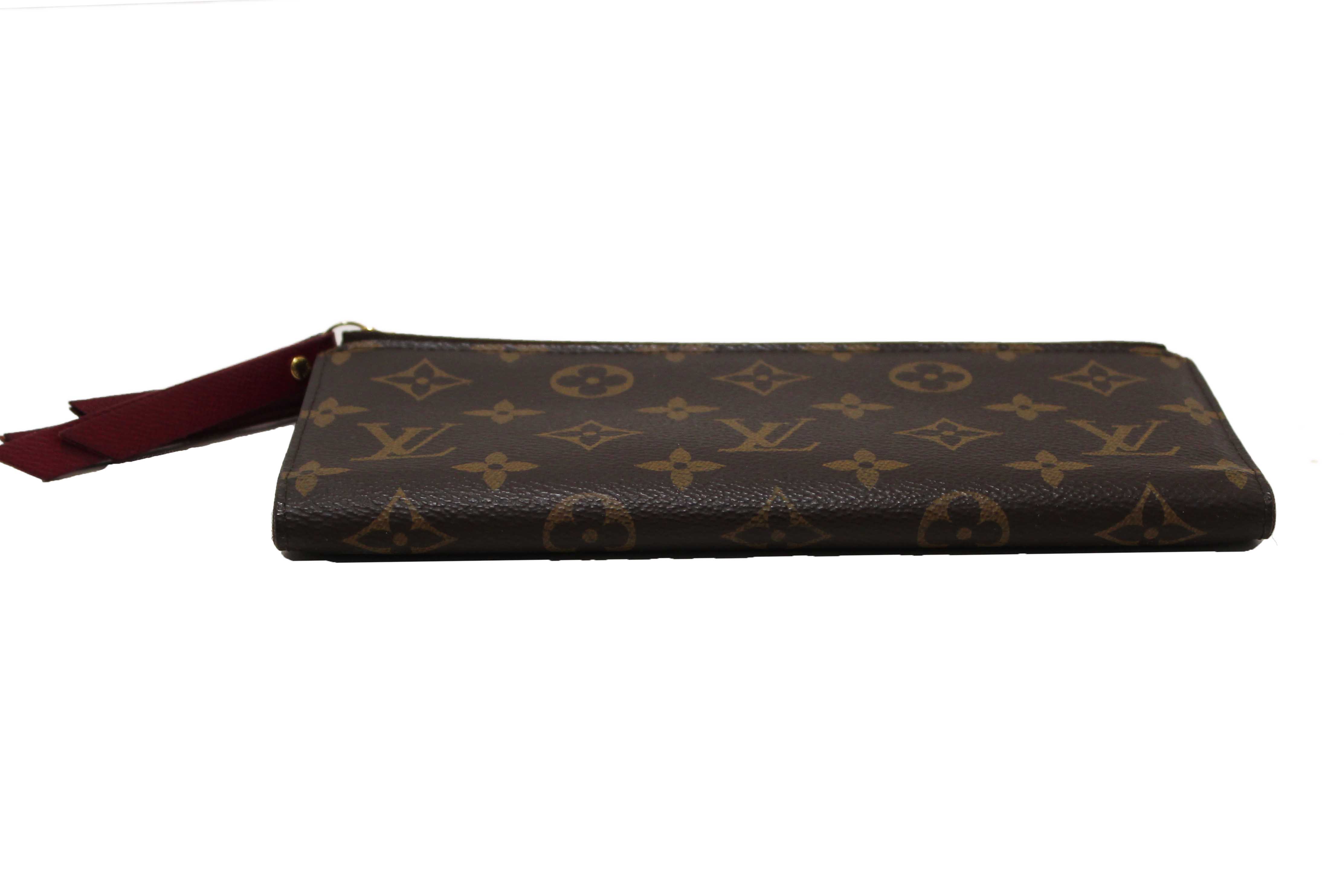 Authentic Louis Vuitton Classic Monogram Canvas with Fuchsia Leather Adele Wallet