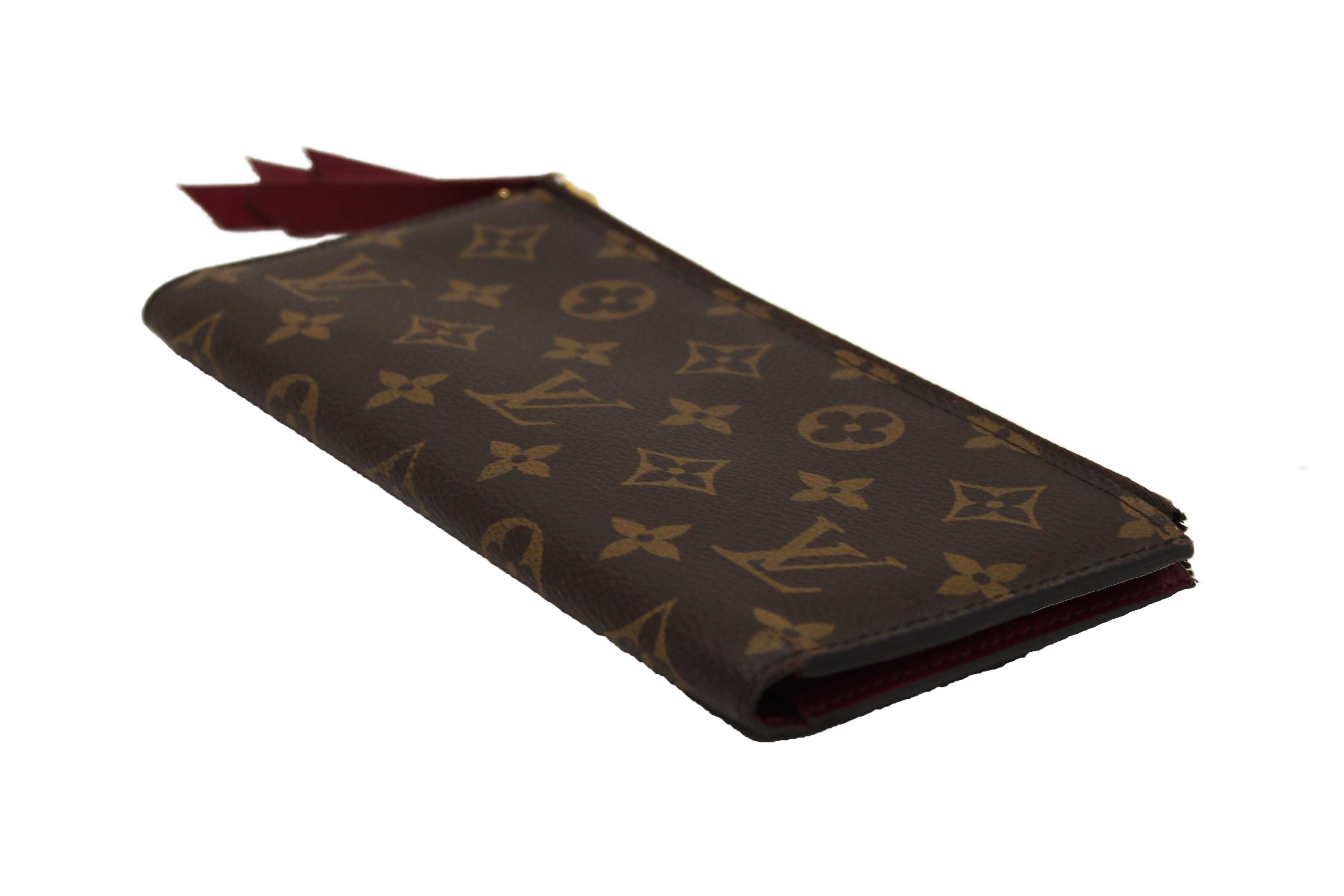 Authentic Louis Vuitton Classic Monogram Canvas with Fuchsia Leather Adele Wallet