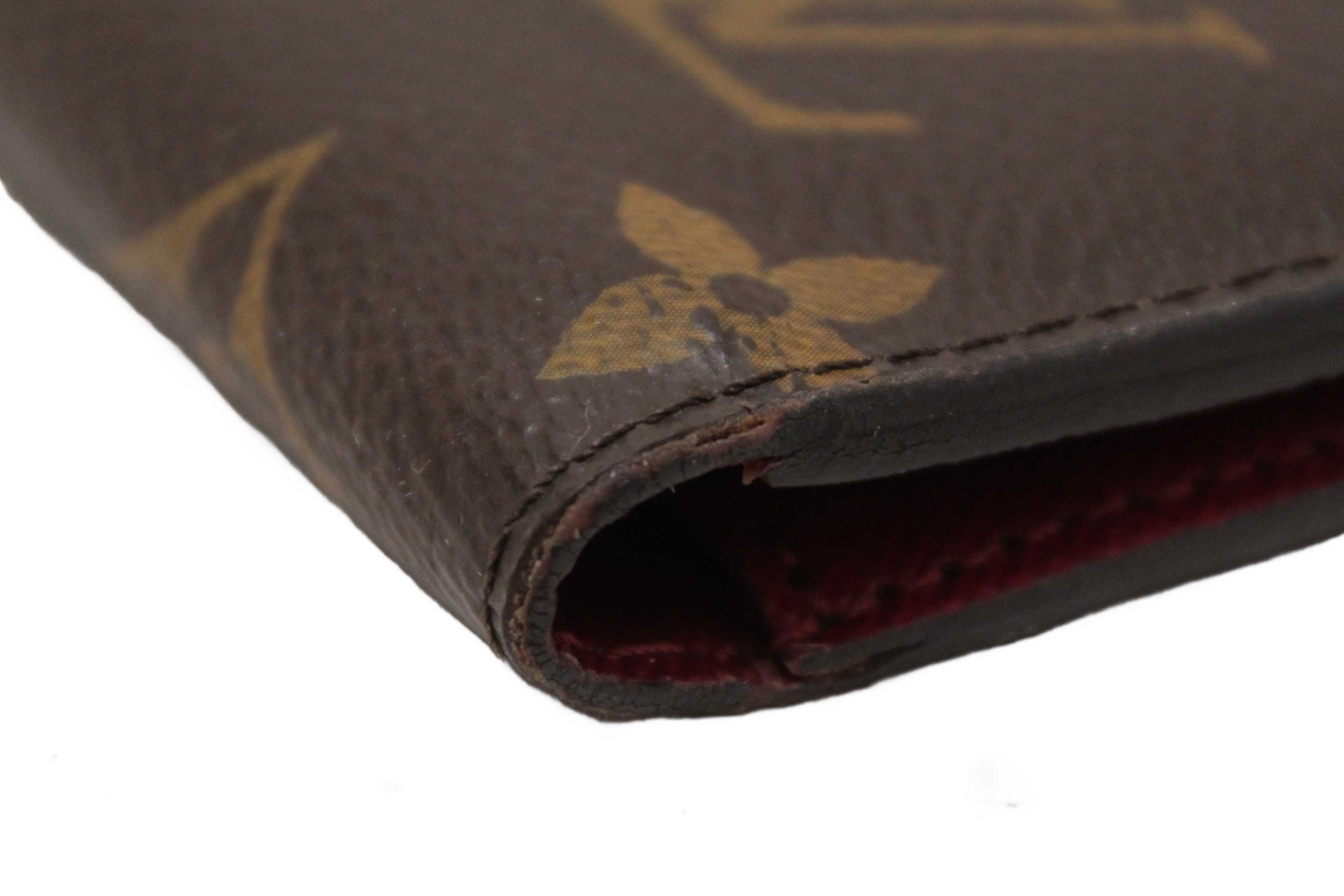 Authentic Louis Vuitton Classic Monogram Canvas with Fuchsia Leather Adele Wallet