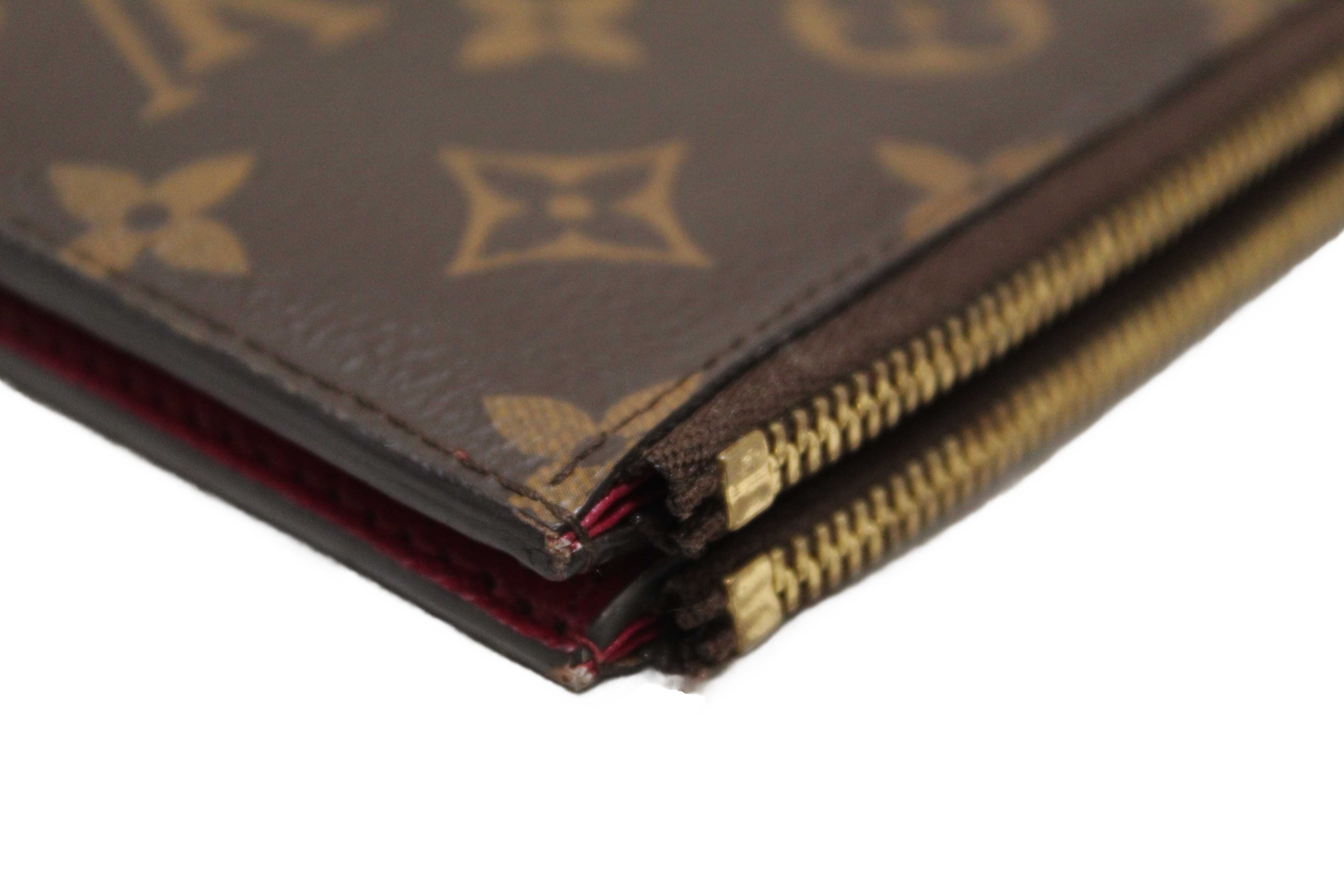 Authentic Louis Vuitton Classic Monogram Canvas with Fuchsia Leather Adele Wallet