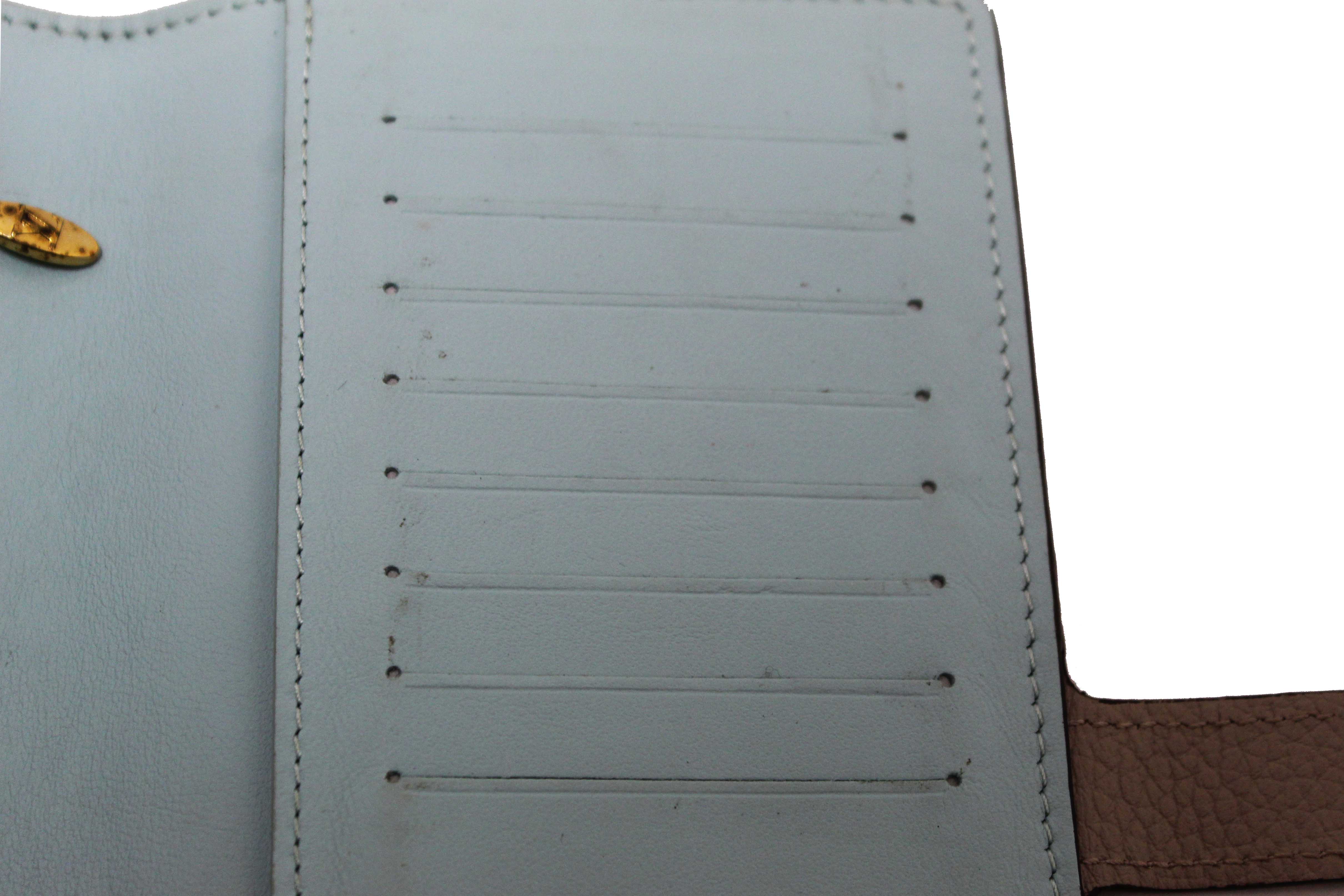 Authentic Louis Vuitton Galet Grey Grained Taurillon Leather LV Vertical Wallet