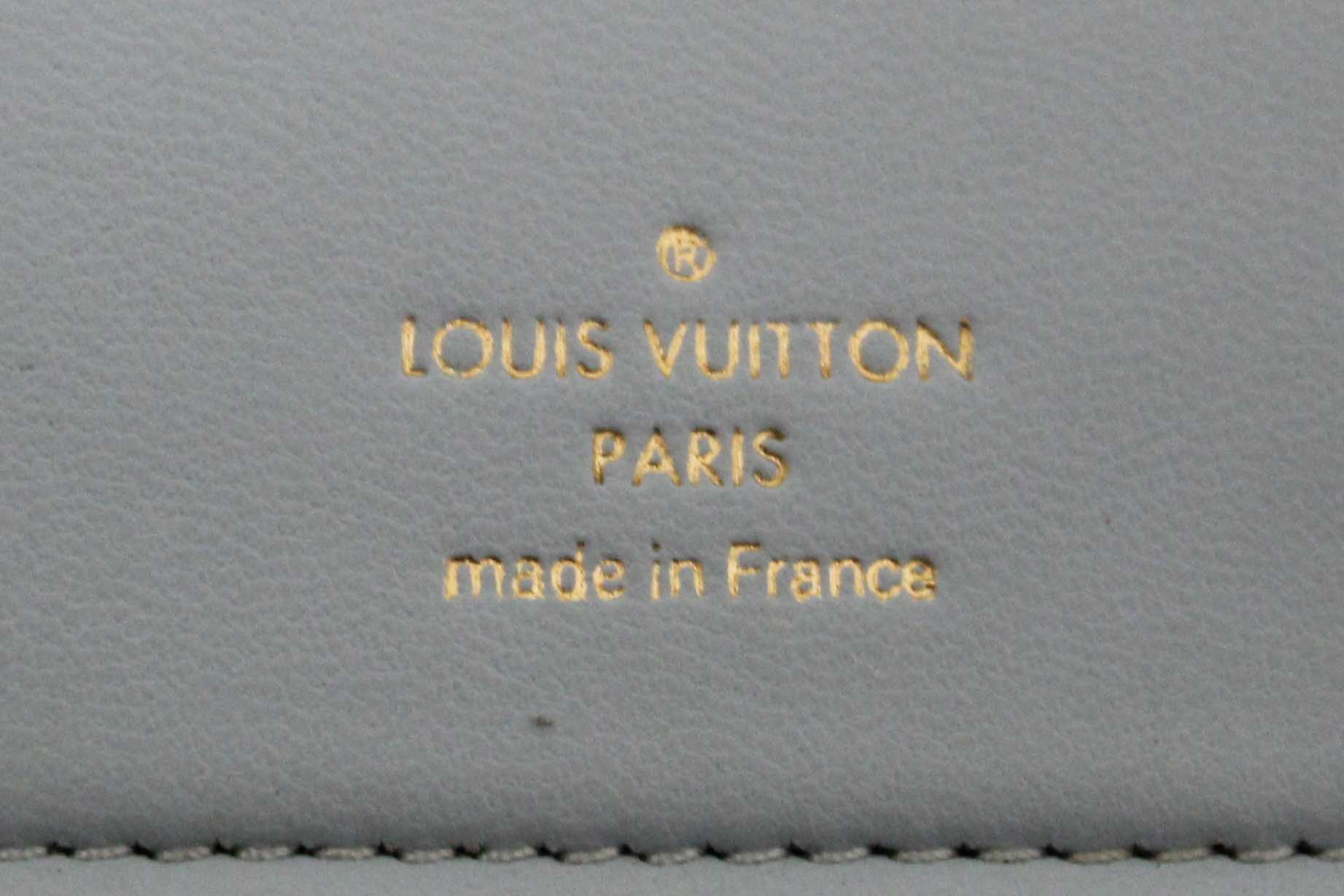 Authentic Louis Vuitton Galet Grey Grained Taurillon Leather LV Vertical Wallet