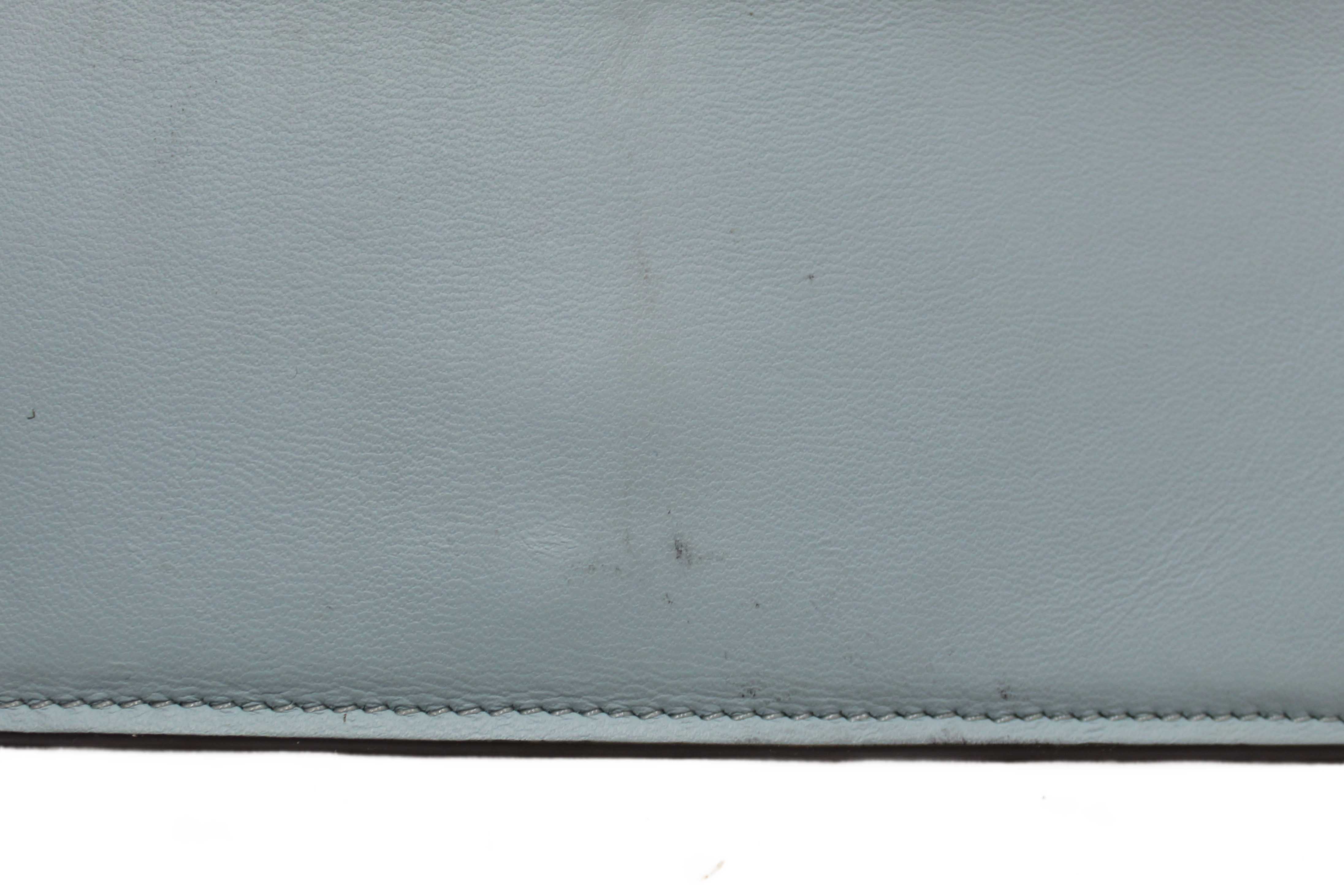 Authentic Louis Vuitton Galet Grey Grained Taurillon Leather LV Vertical Wallet