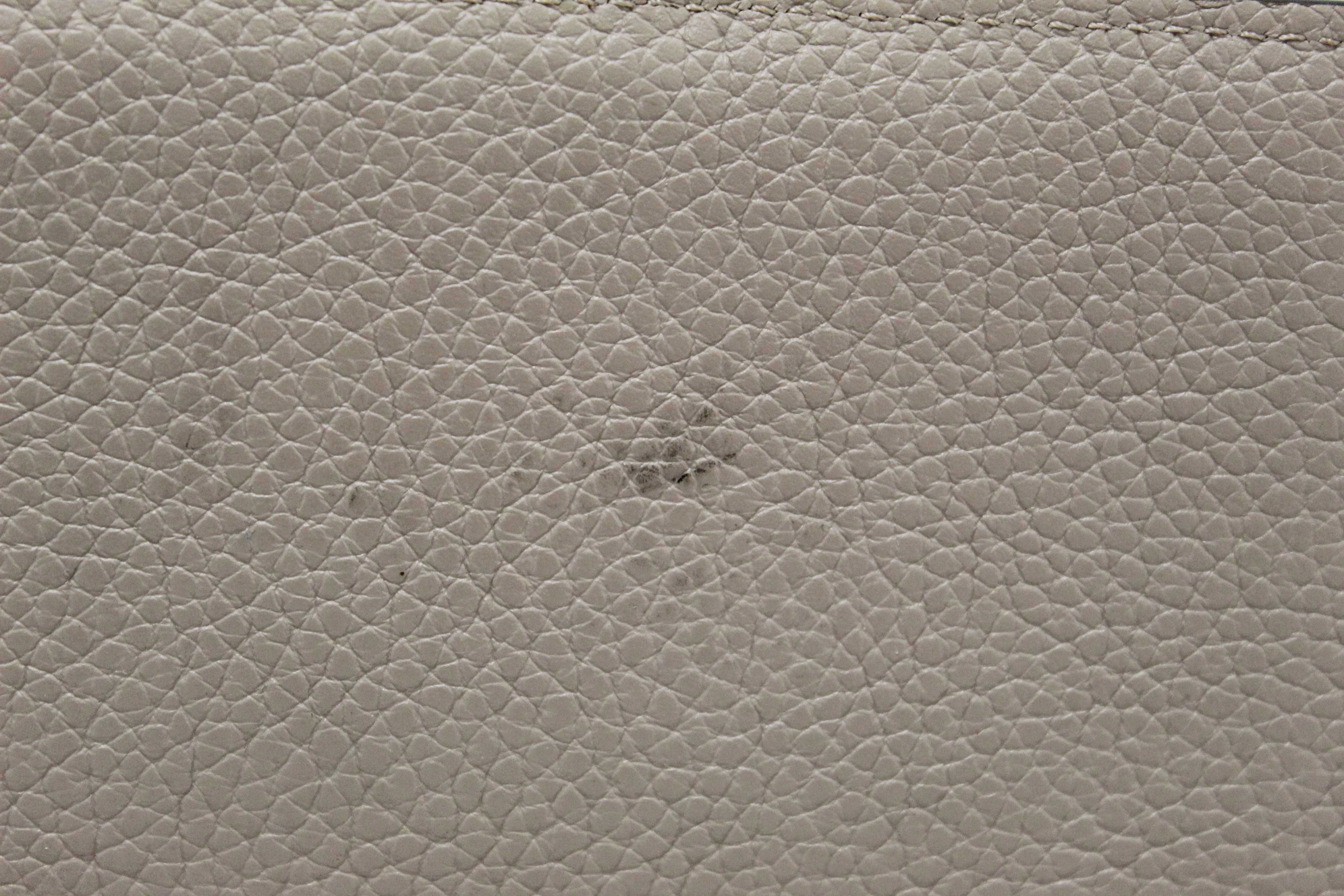 Authentic Louis Vuitton Galet Grey Grained Taurillon Leather LV Vertical Wallet