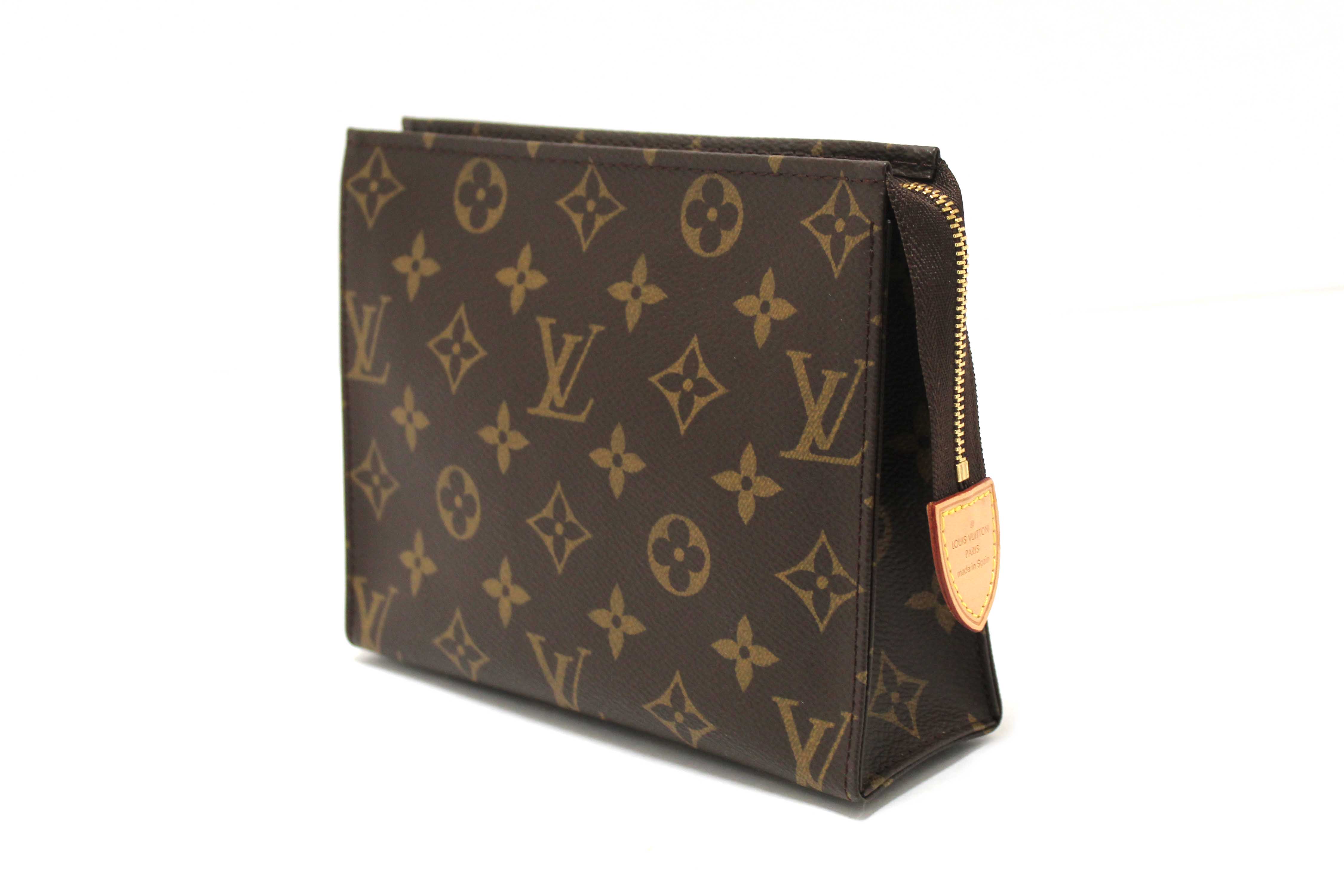 Authentic Louis Vuitton Classic Monogram Toiletry Pouch 19 Cosmetic Bag