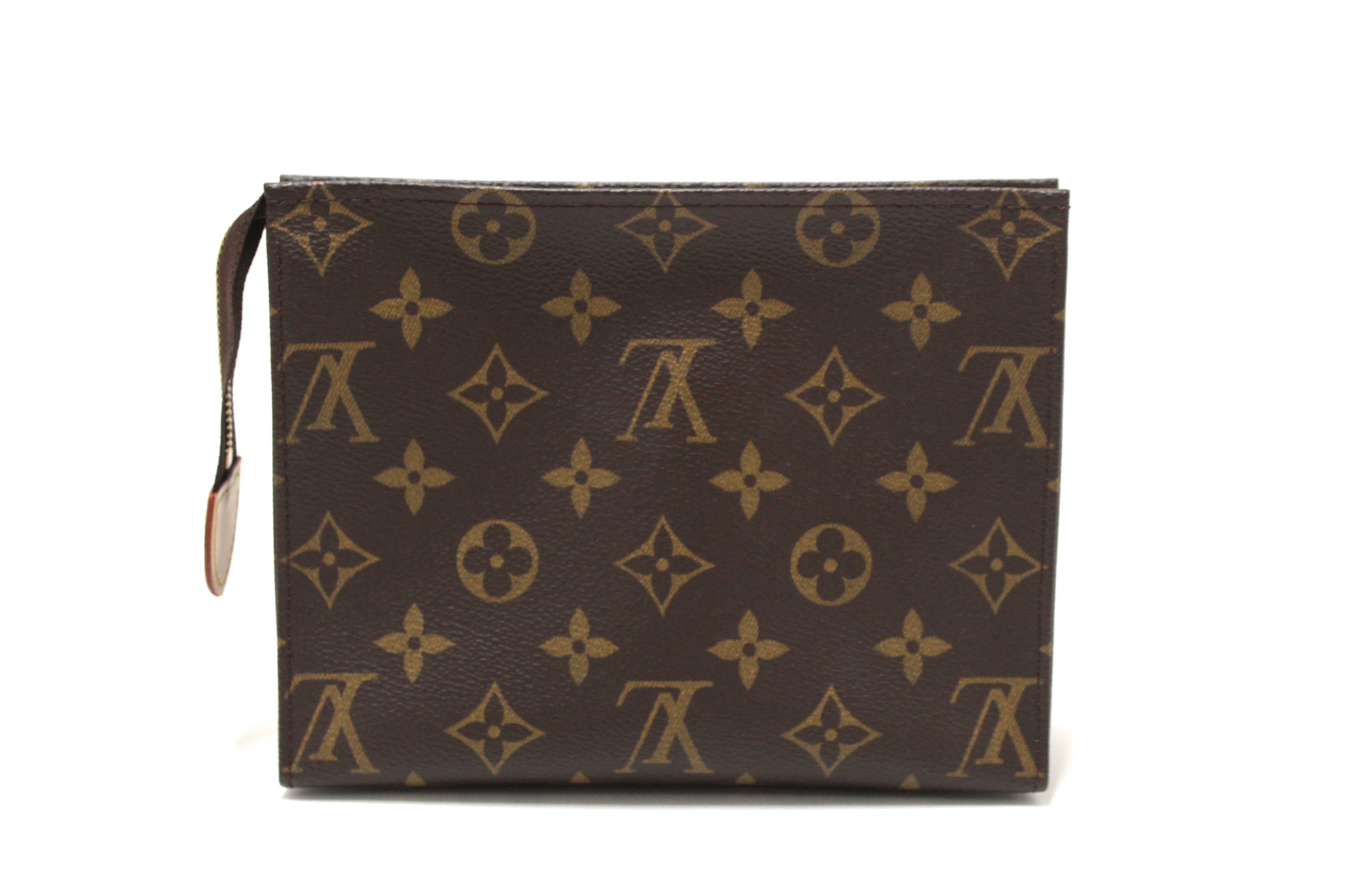 Authentic Louis Vuitton Classic Monogram Toiletry Pouch 19 Cosmetic Bag