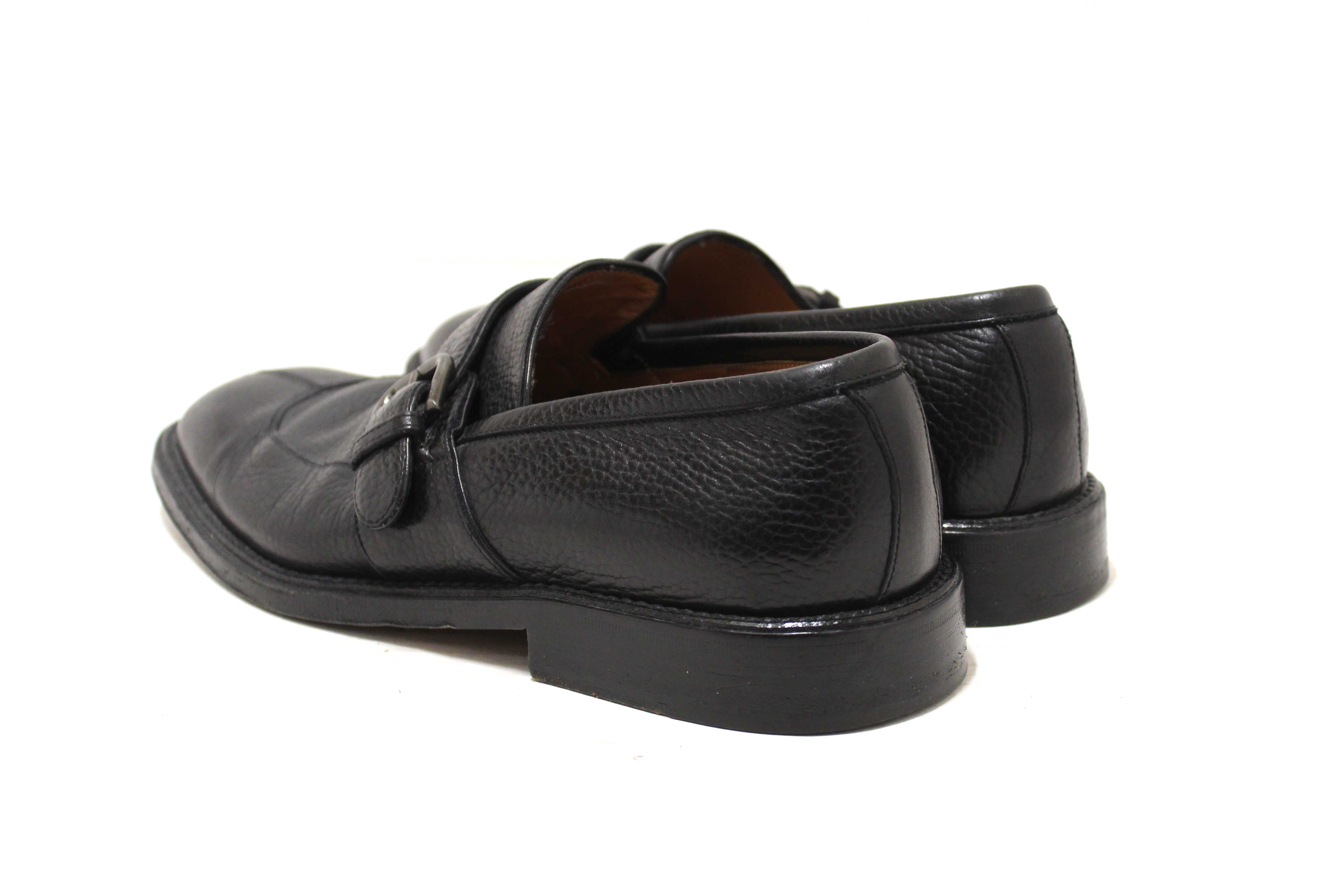 Salvatore Ferragamo Men's Black Caspian Soft Leather Buckle Loafer Dress Shoes Size 7.5