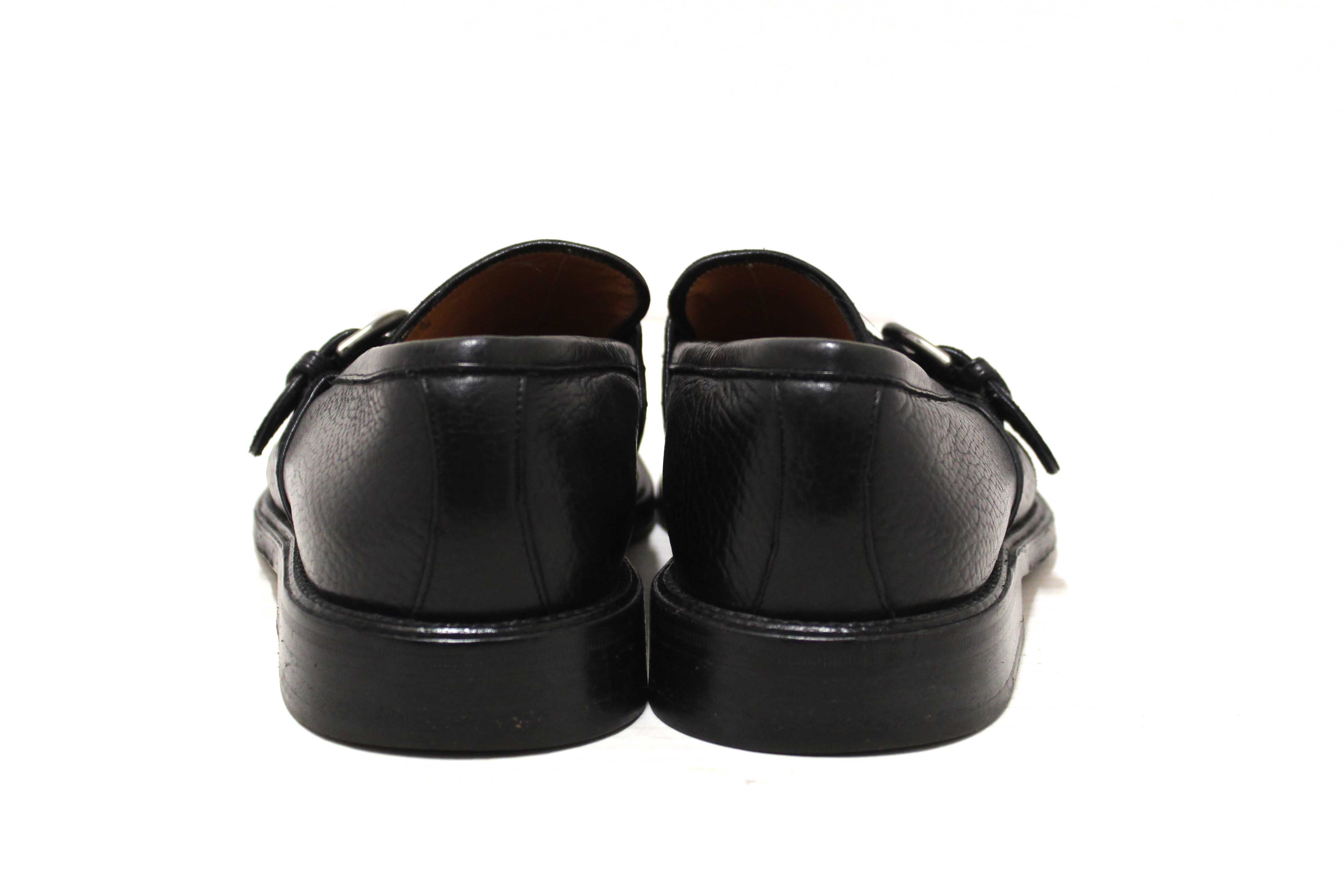 Salvatore Ferragamo Men's Black Caspian Soft Leather Buckle Loafer Dress Shoes Size 7.5