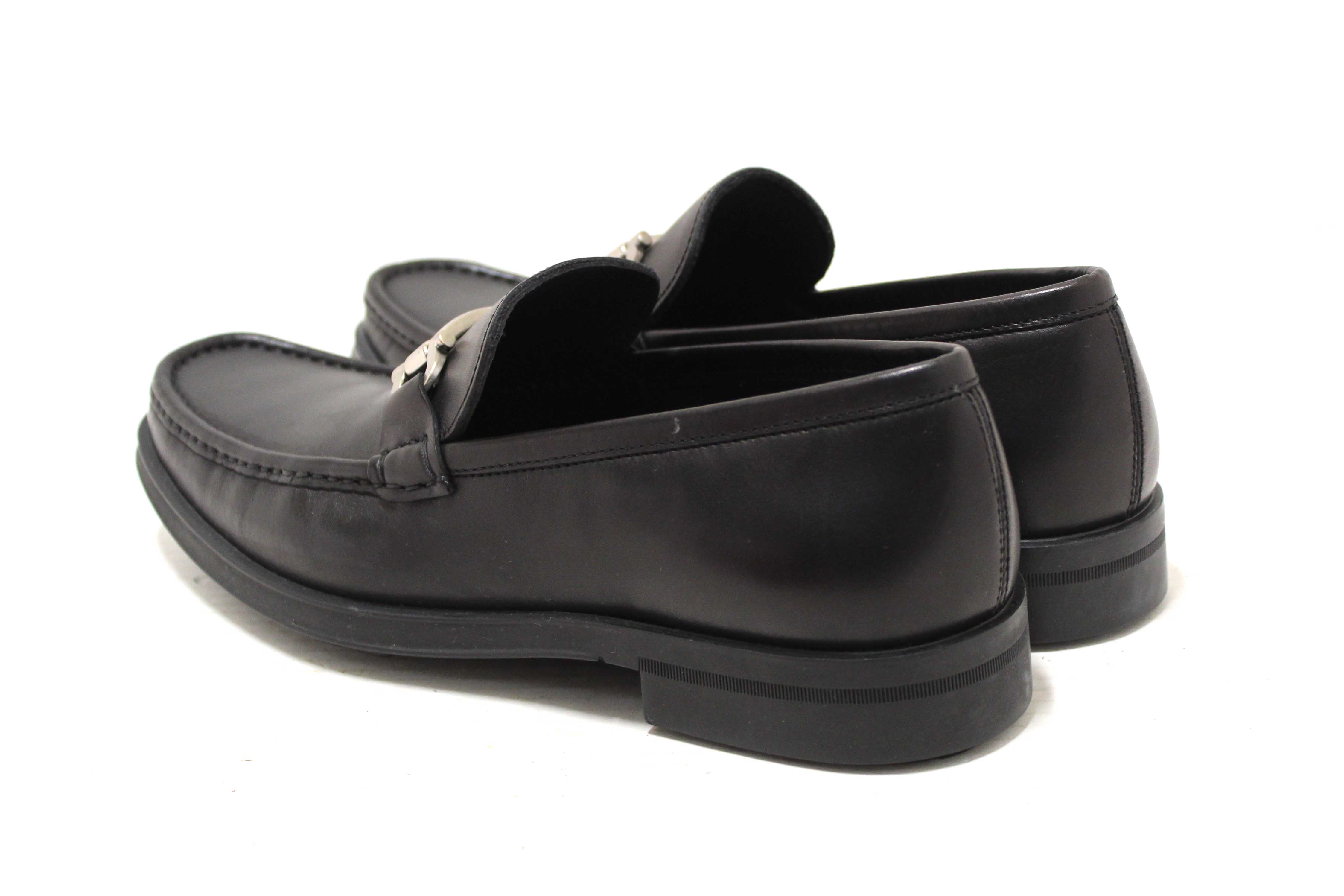 Authentic Salvatore Ferragamo Men's Black Leather Teblado Loafer Dress Shoes size 8