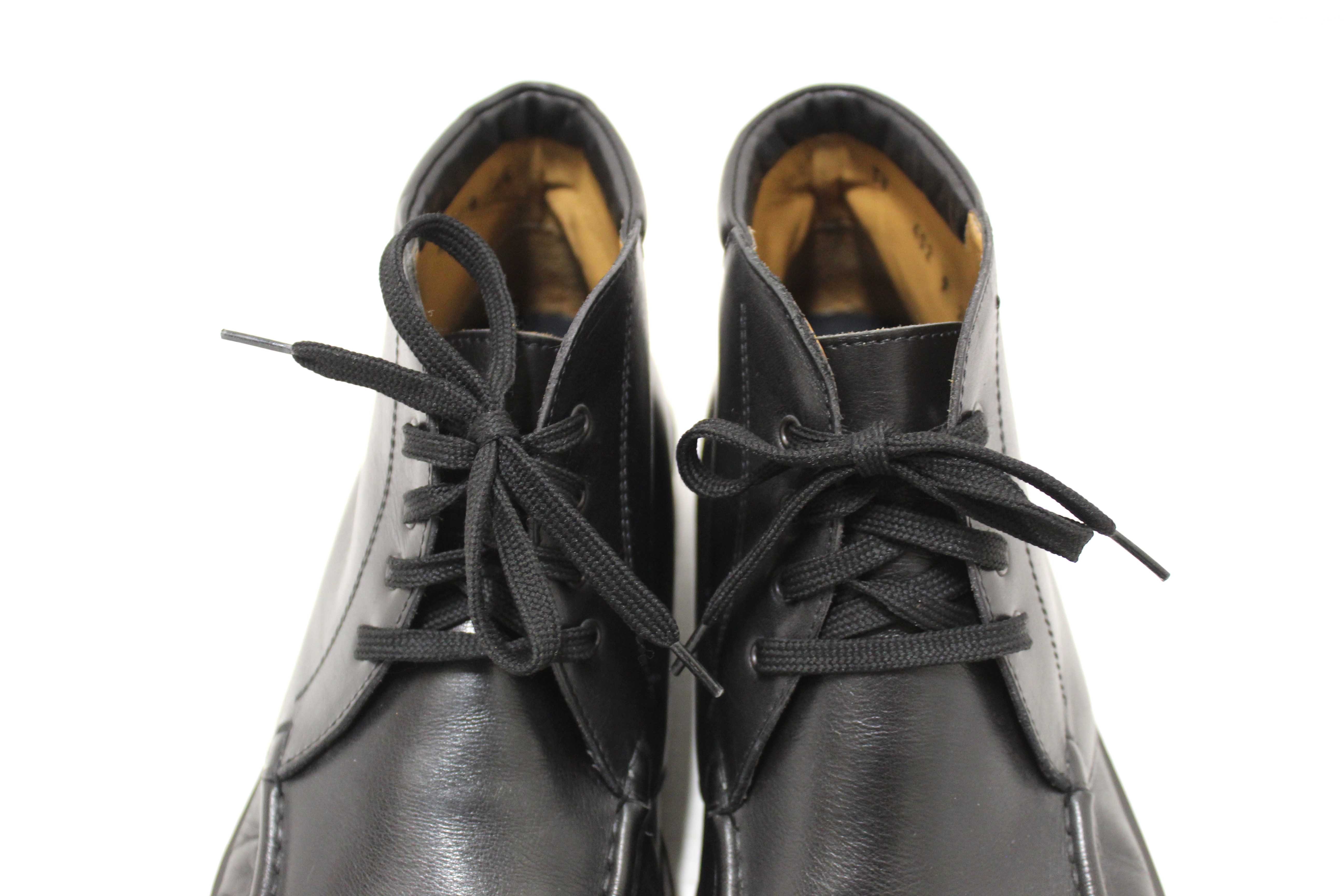 Authentic Salvatore Ferragamo Men's Black Leather Lace up Ankle Boots Size 9