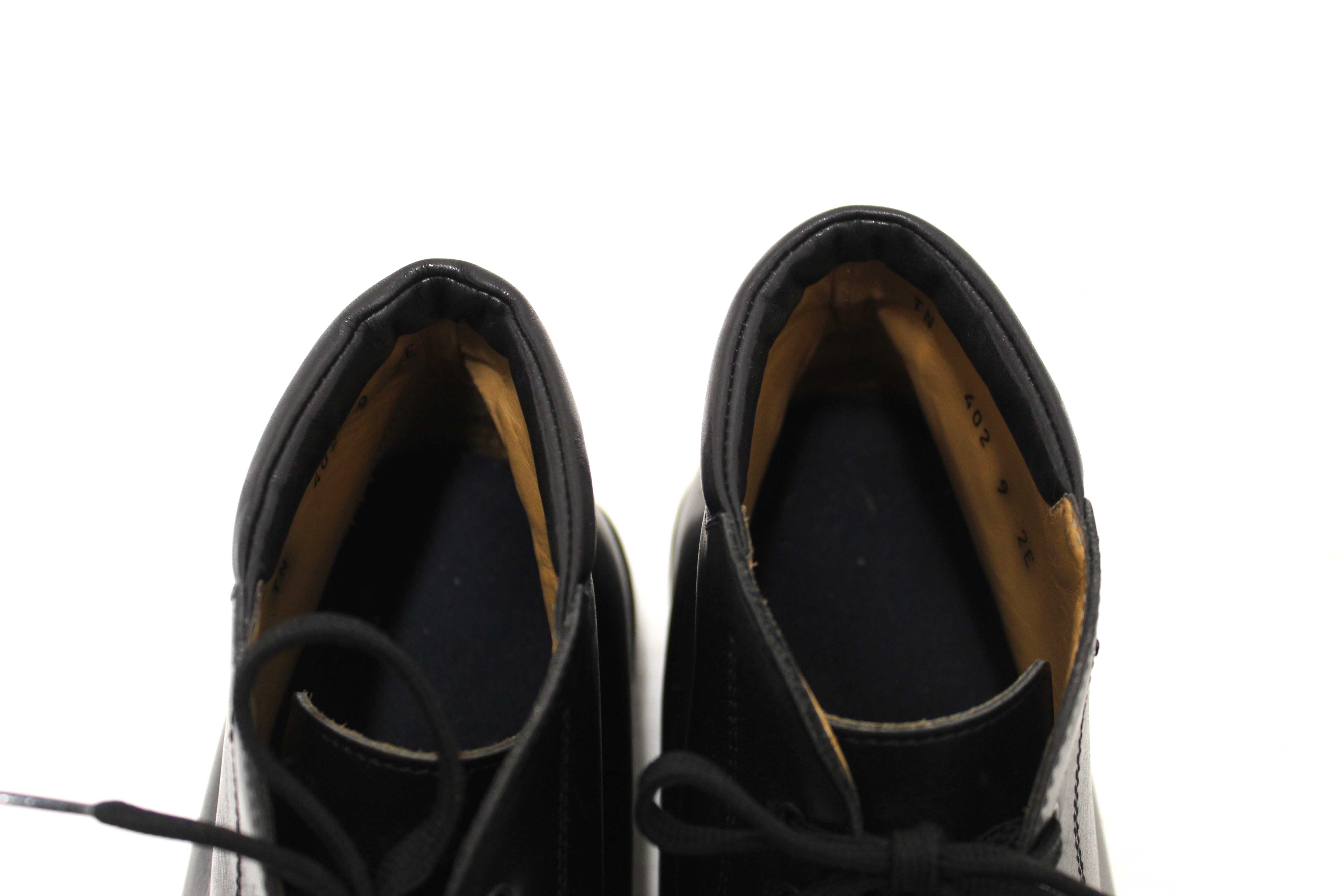 Authentic Salvatore Ferragamo Men's Black Leather Lace up Ankle Boots Size 9