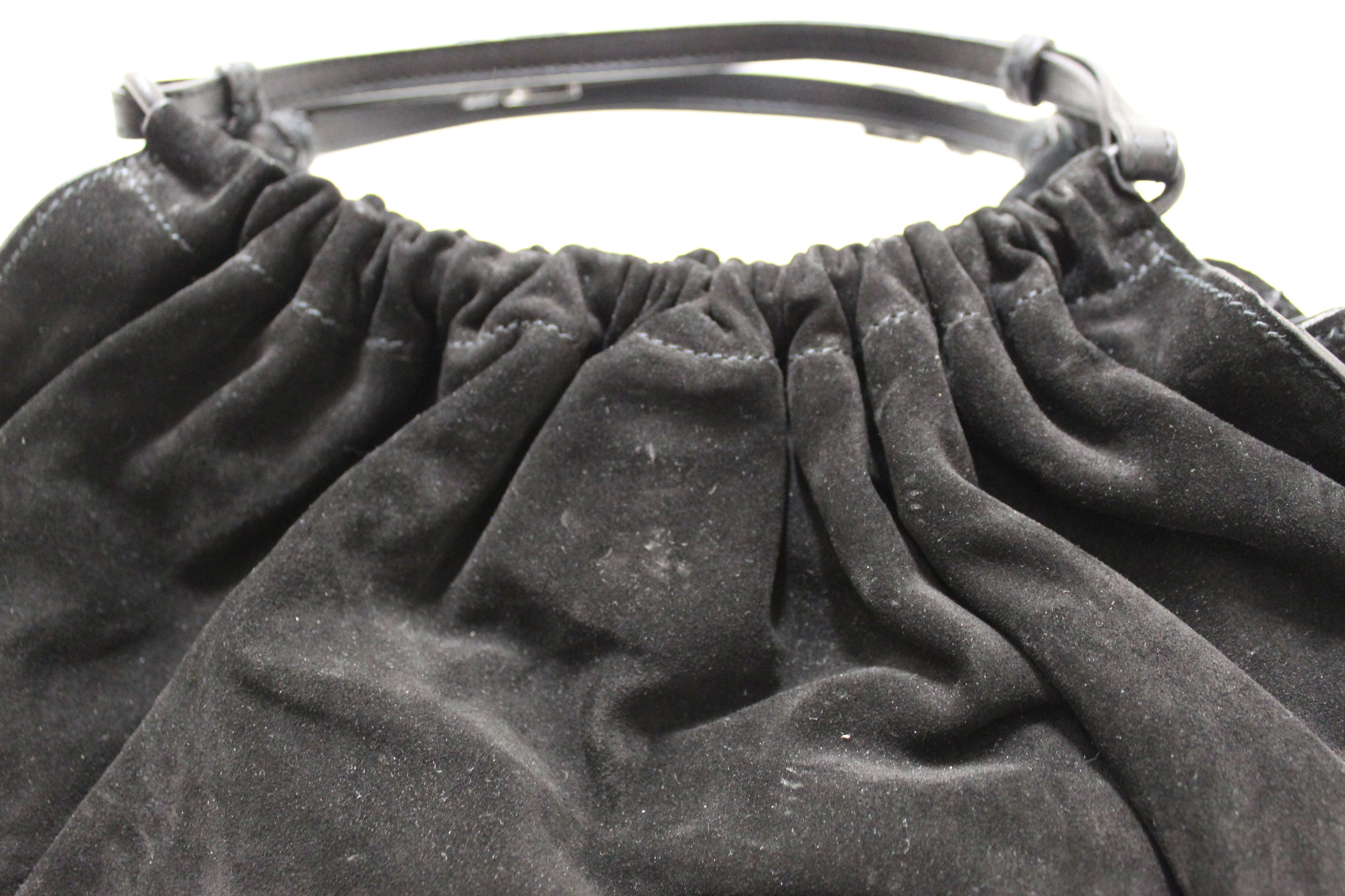 Authentic Gucci Black Suede Leather Hobo Shoulder Bag