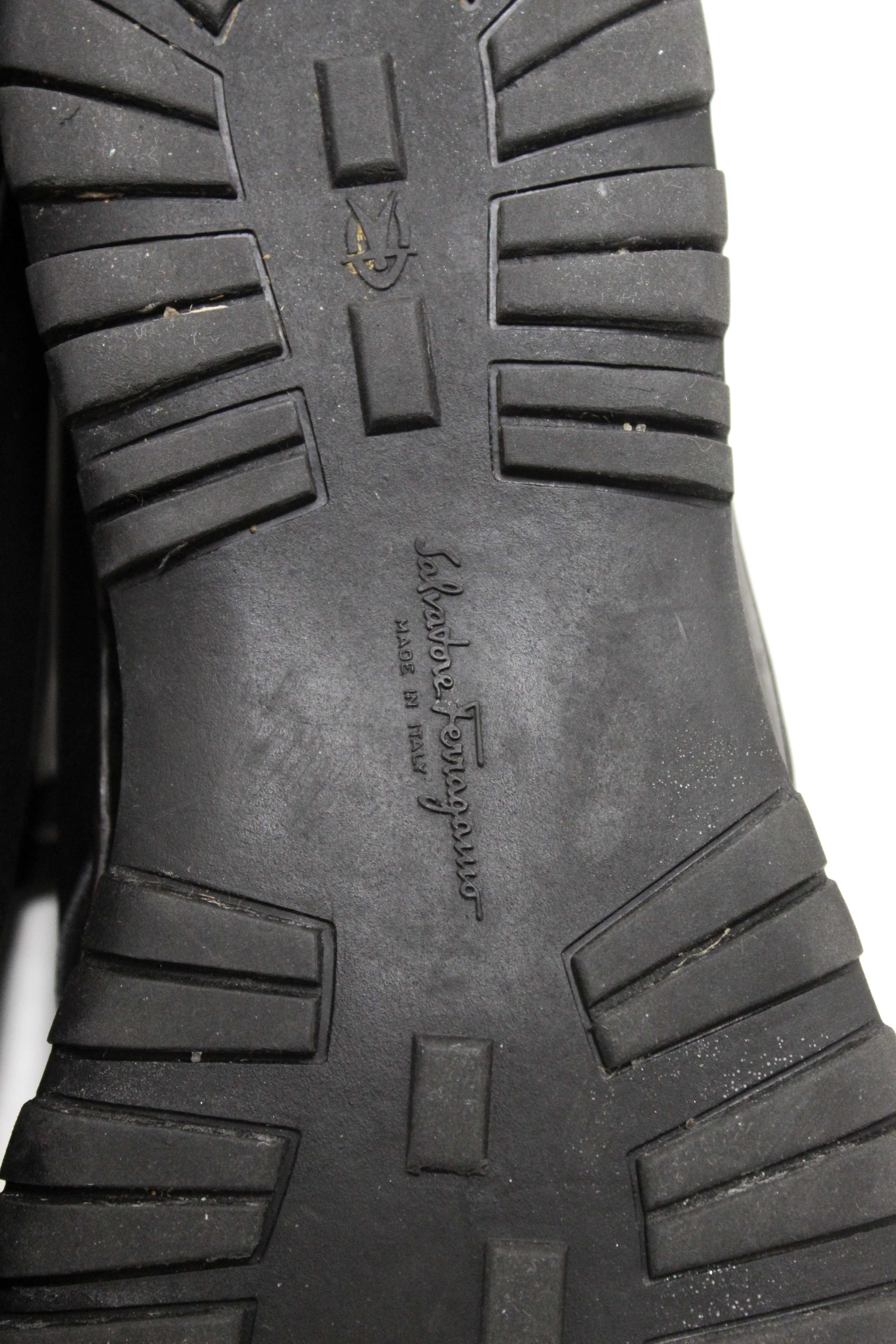Authentic Salvatore Ferragamo Men's Black Leather Lace up Ankle Boots Size 9