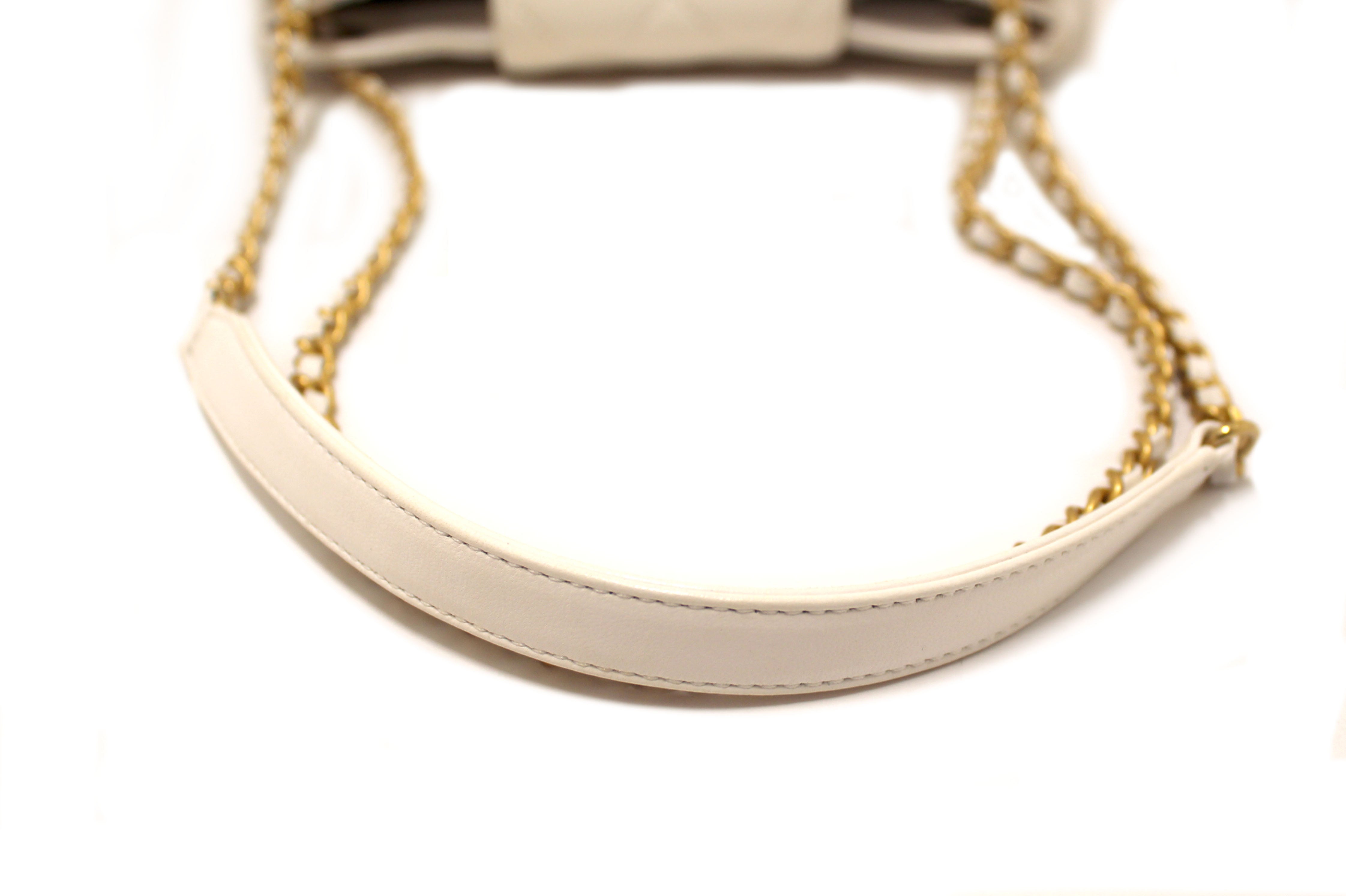 Authentic Chanel White Quilted Lambskin Leather Medium Hobo Bag AS4610