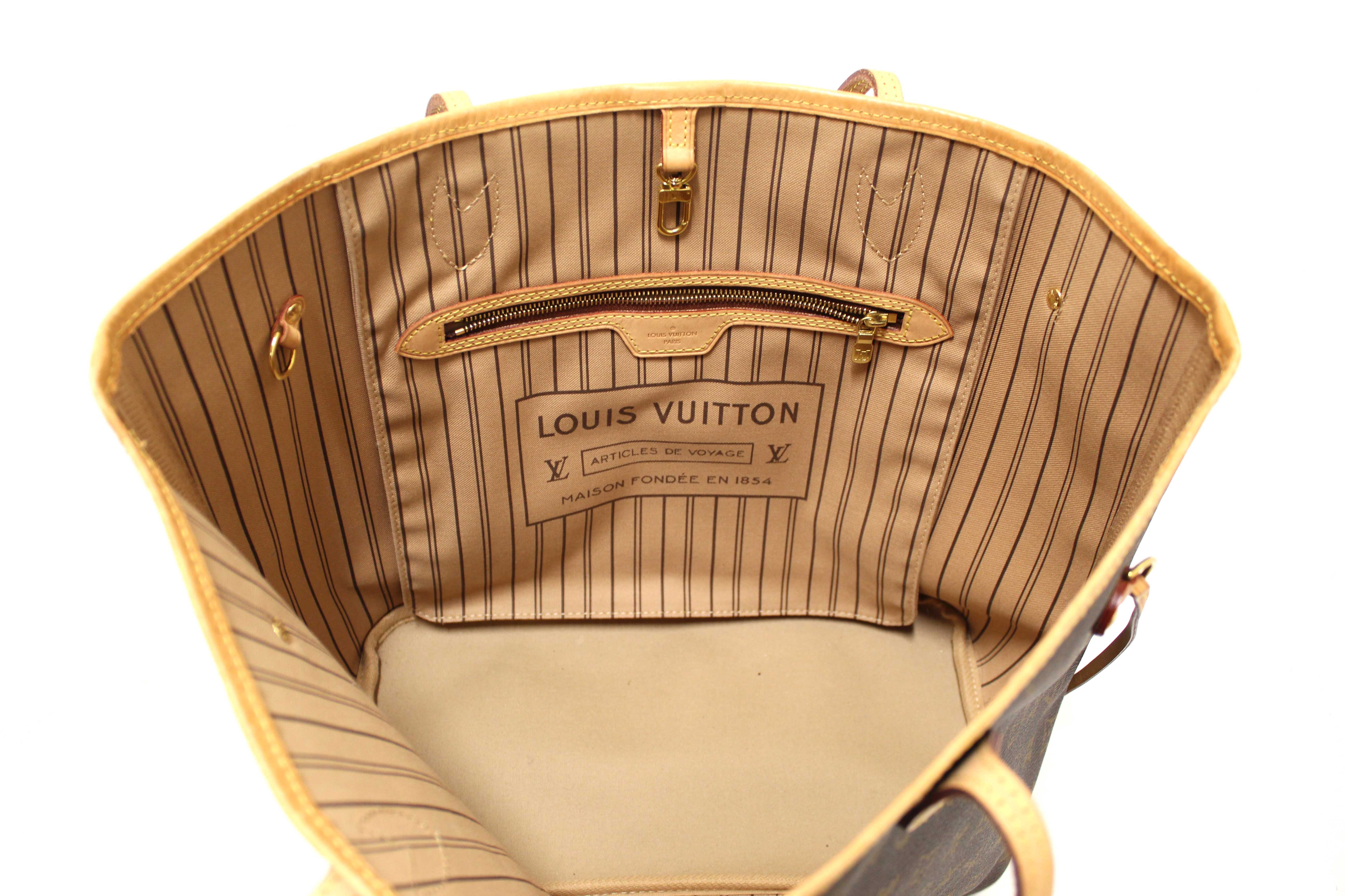 Authentic Louis Vuitton Classic Monogram Neverfull MM Tote Shoulder Bag