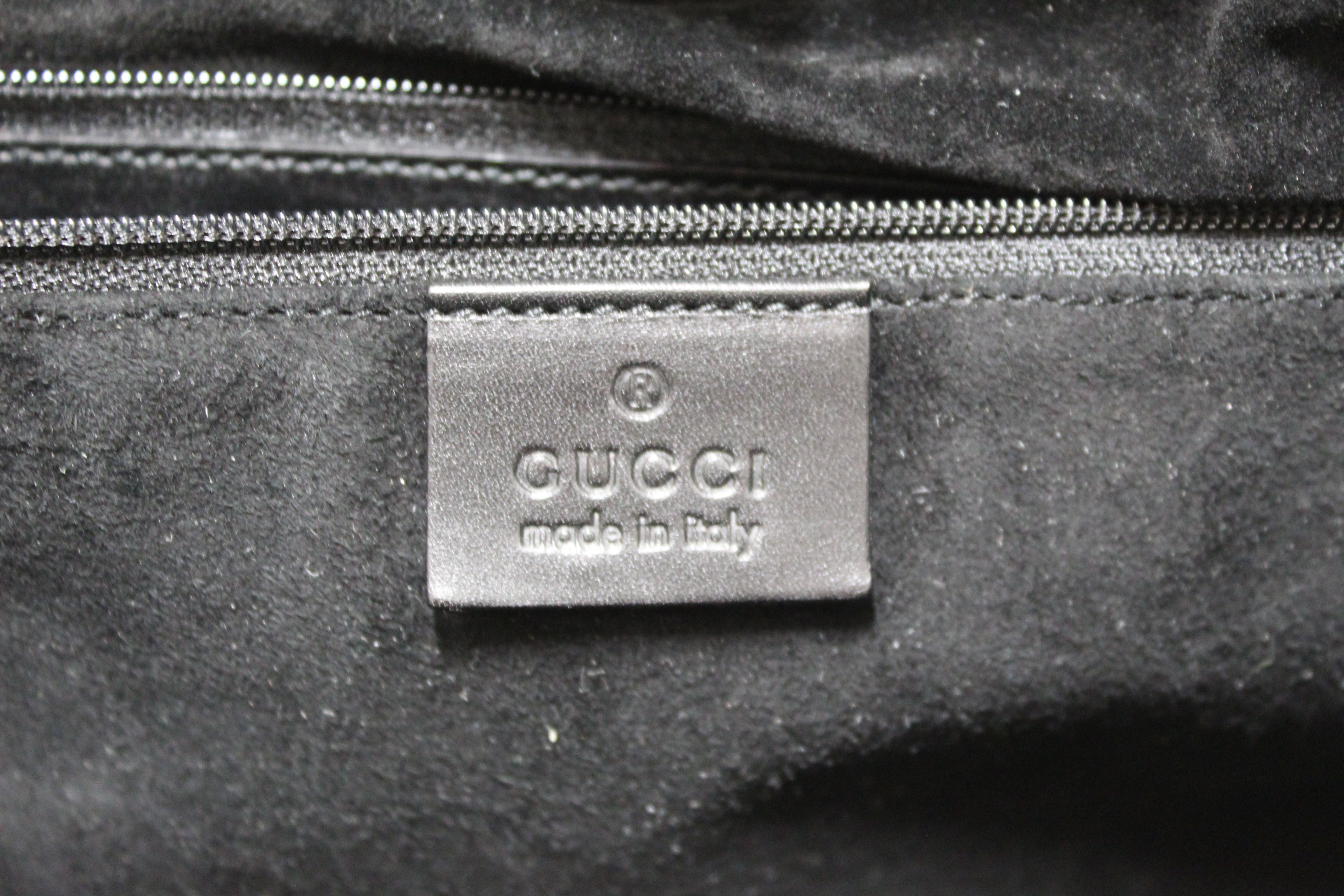 Authentic Gucci Black Suede Leather Hobo Shoulder Bag