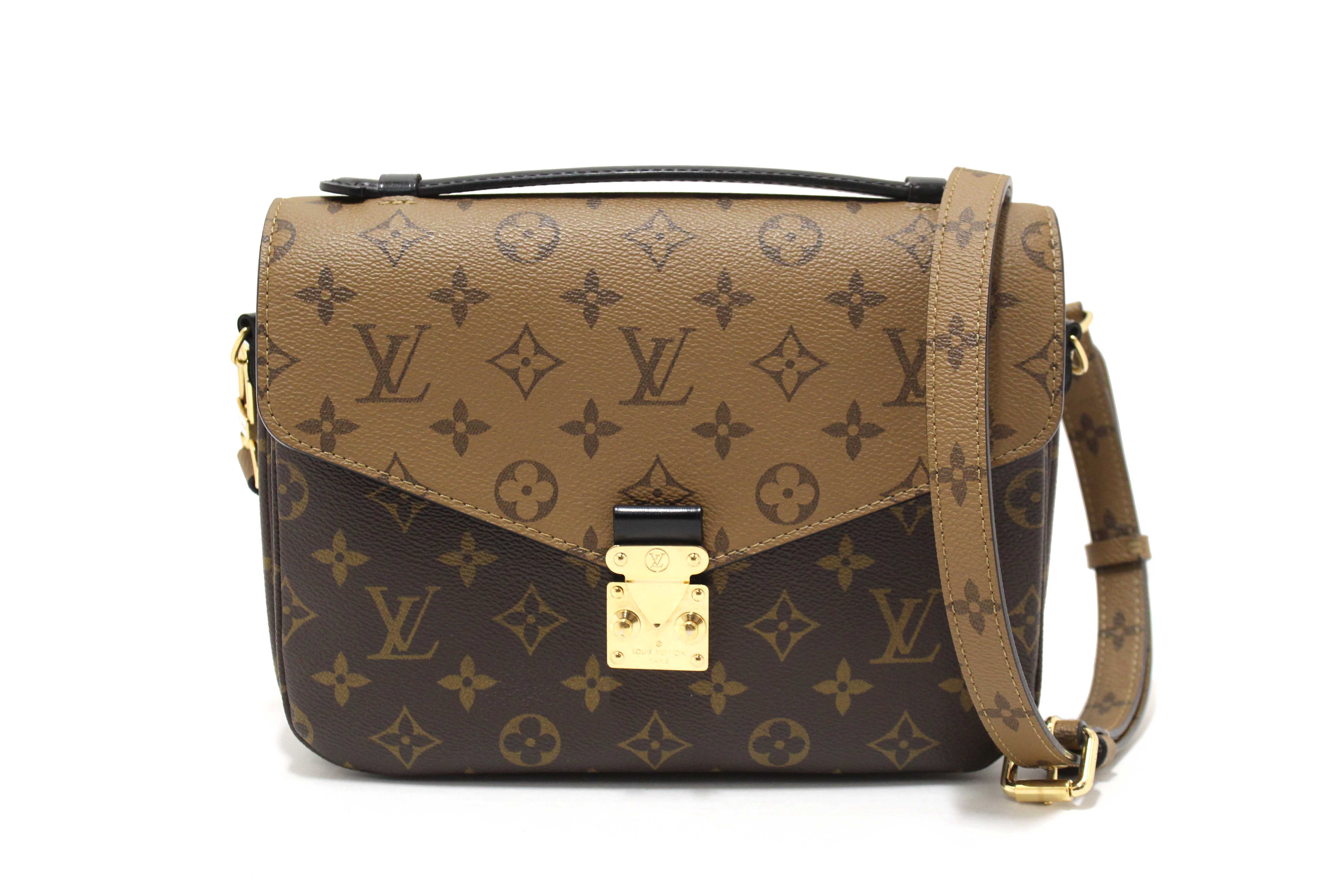 Authentic Louis Vuitton Classic Monogram Reverse Canvas Pochette Metis Bag