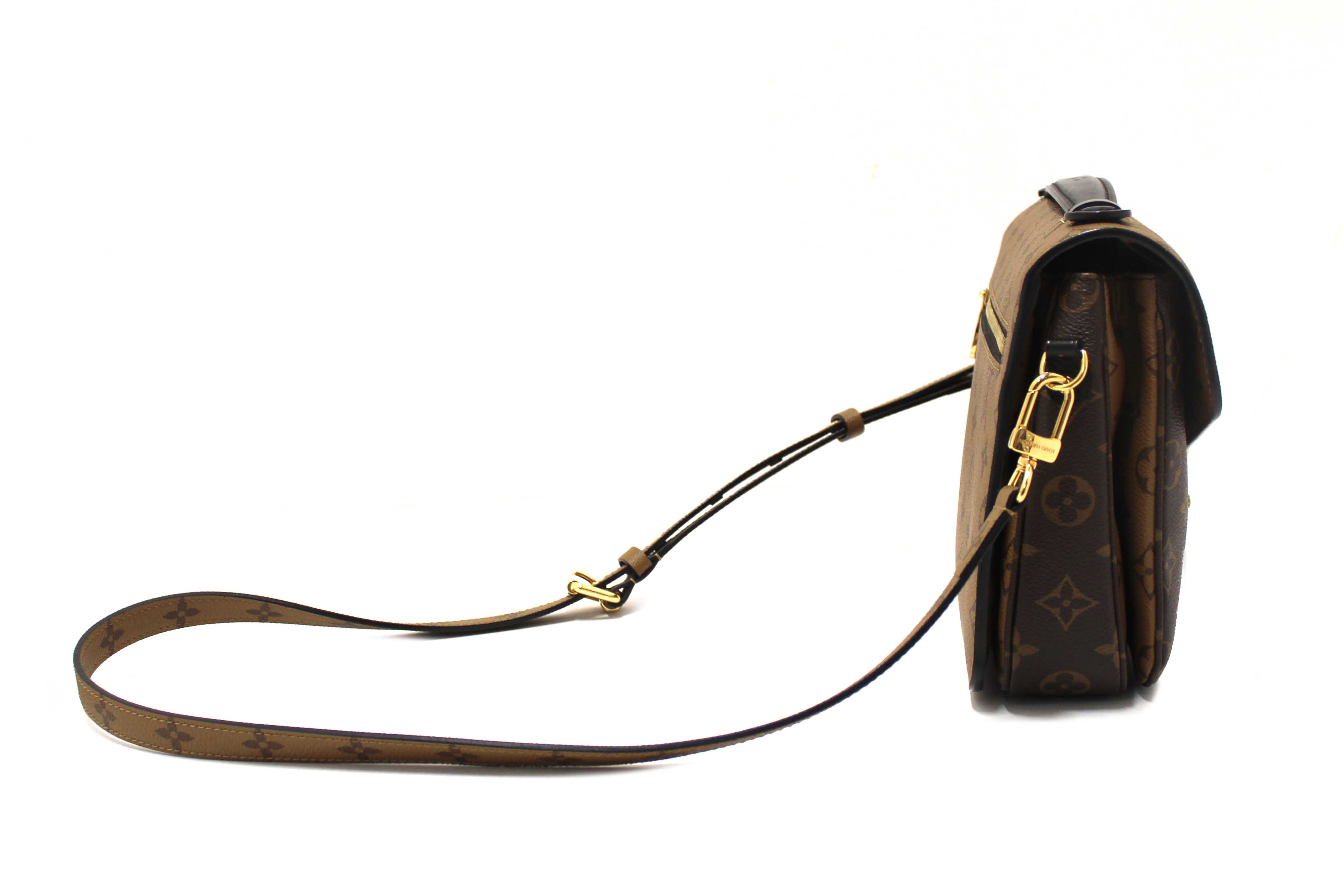 Authentic Louis Vuitton Classic Monogram Reverse Canvas Pochette Metis Bag